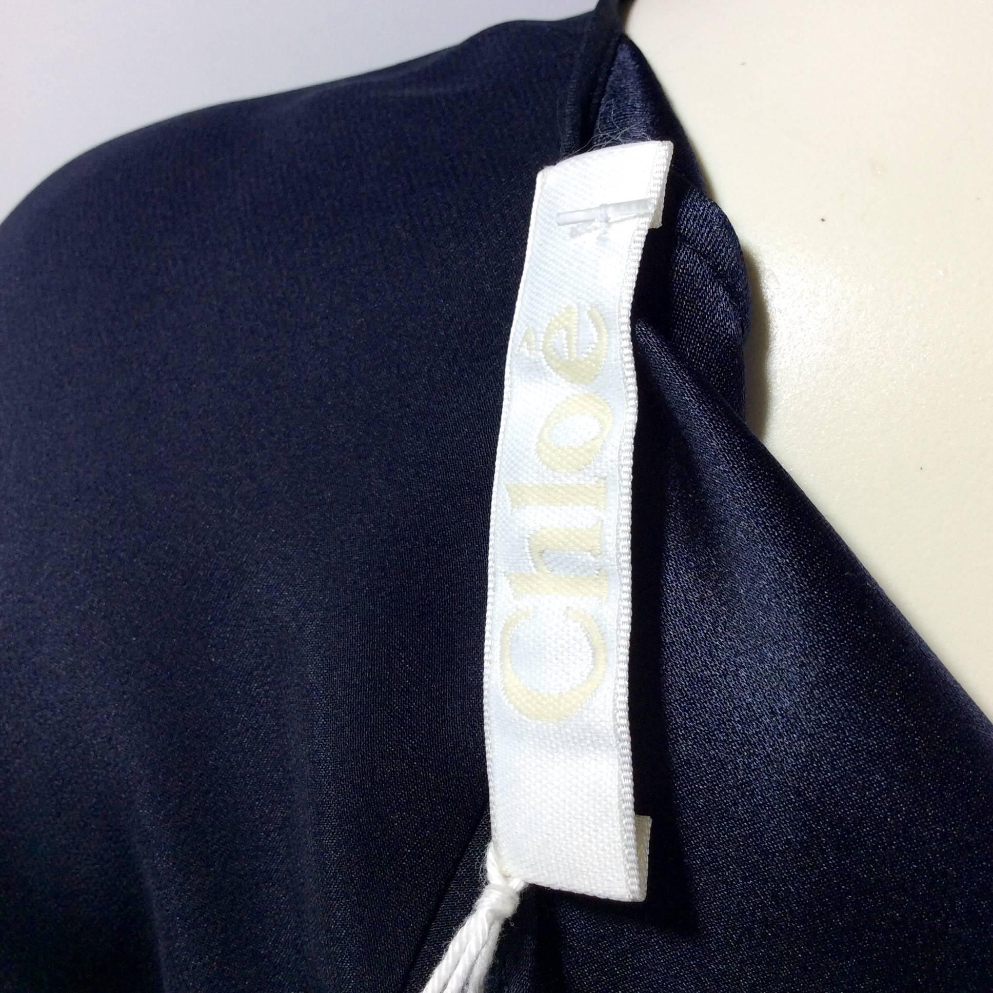 Chloe Navy Ruffled Sleeve Blouse For Sale 3