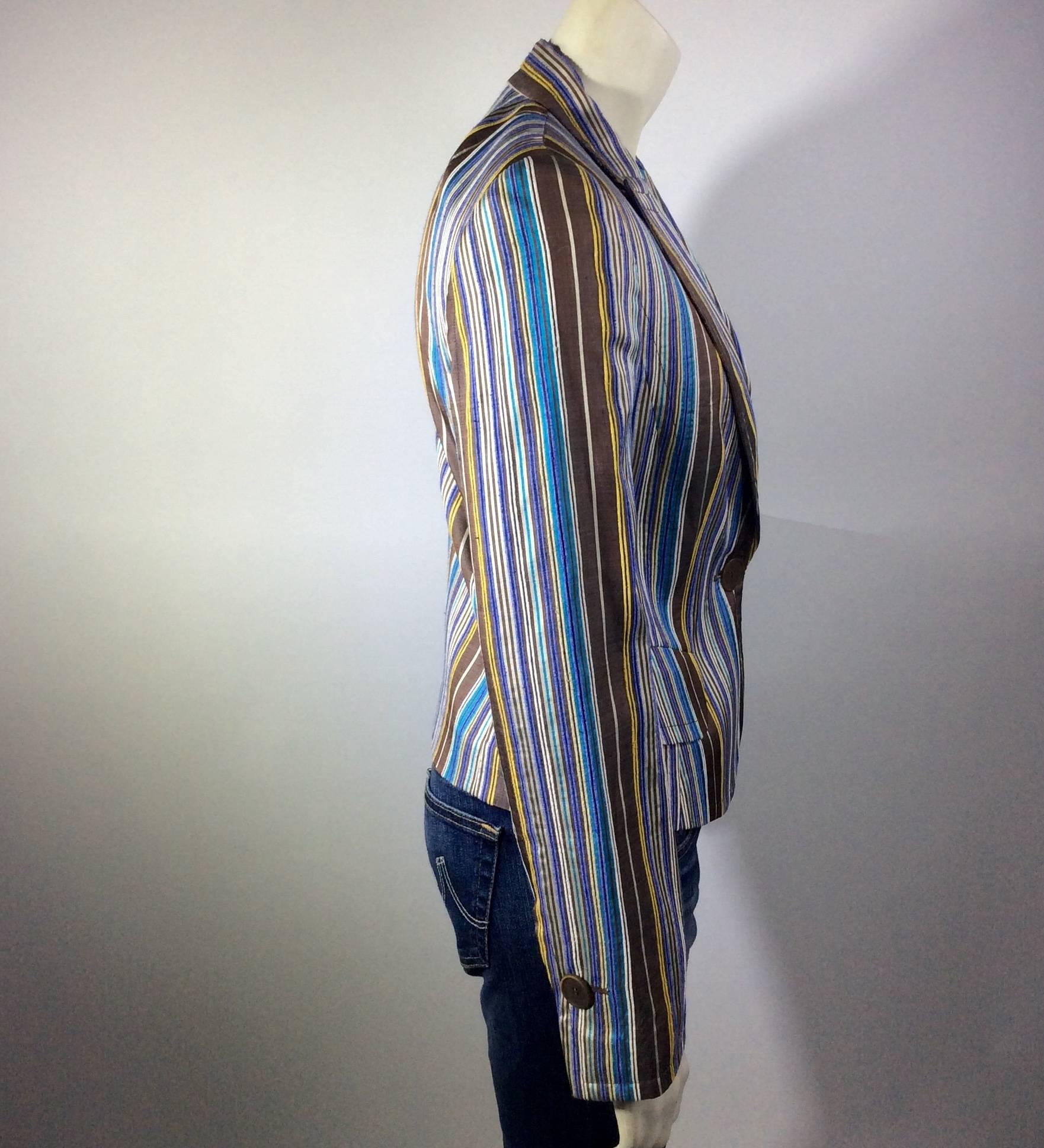 Gray Akris Multicolor Striped Blazer  For Sale
