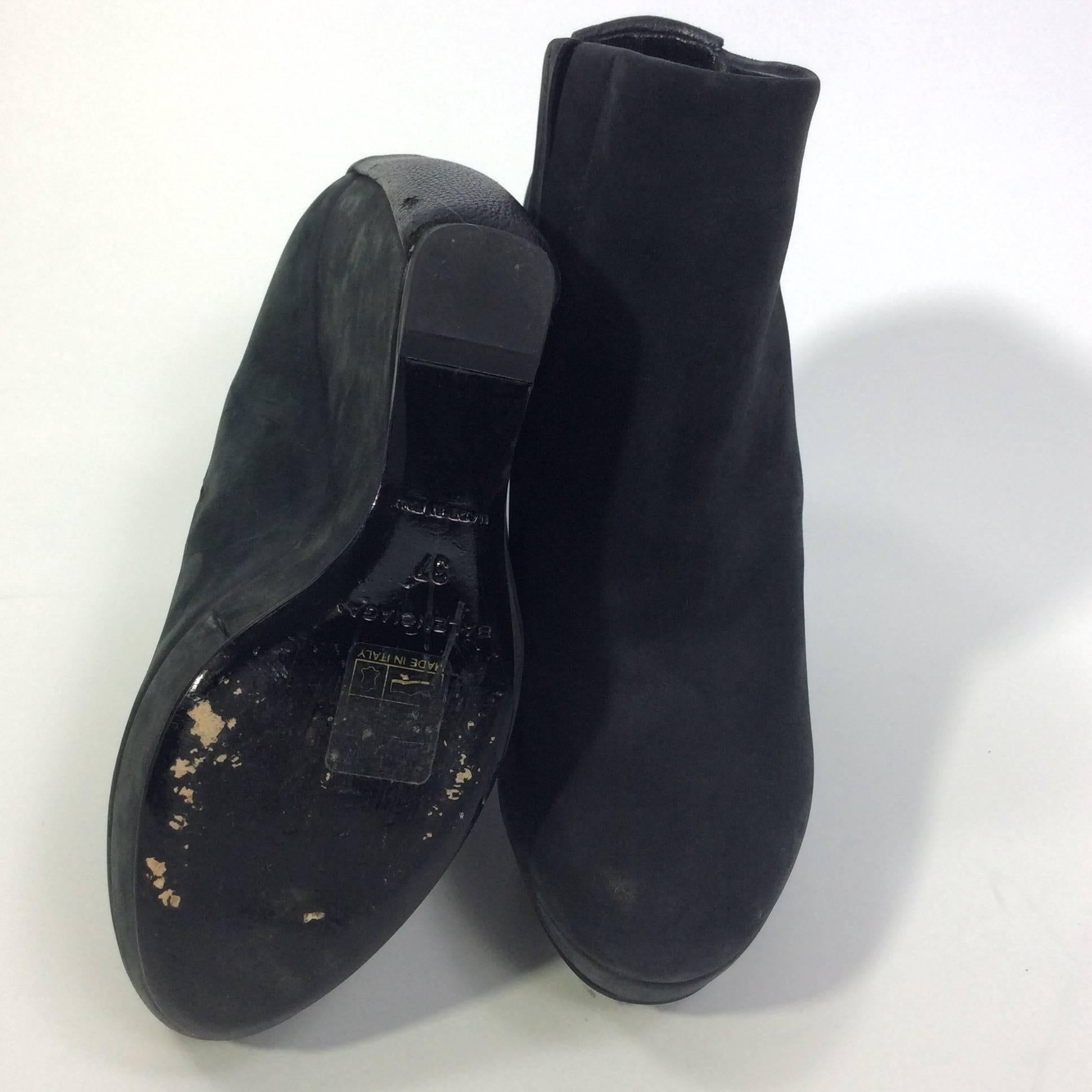 Balenciaga Black Leather Wedge Bootie In Good Condition In Narberth, PA