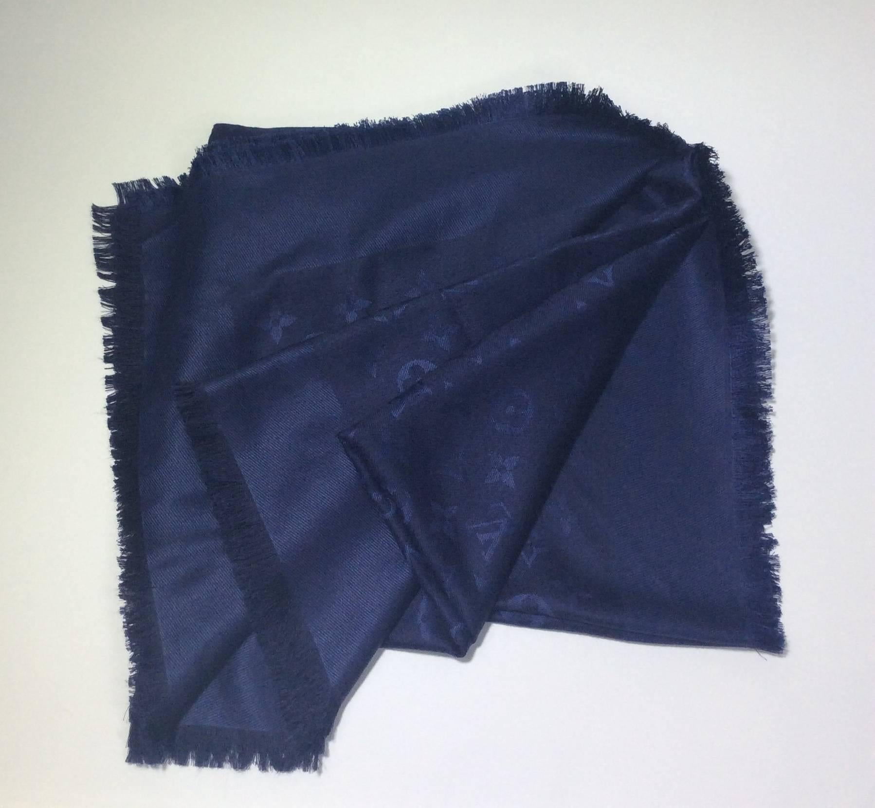 Louis Vuitton Navy LV Print Scarf 1