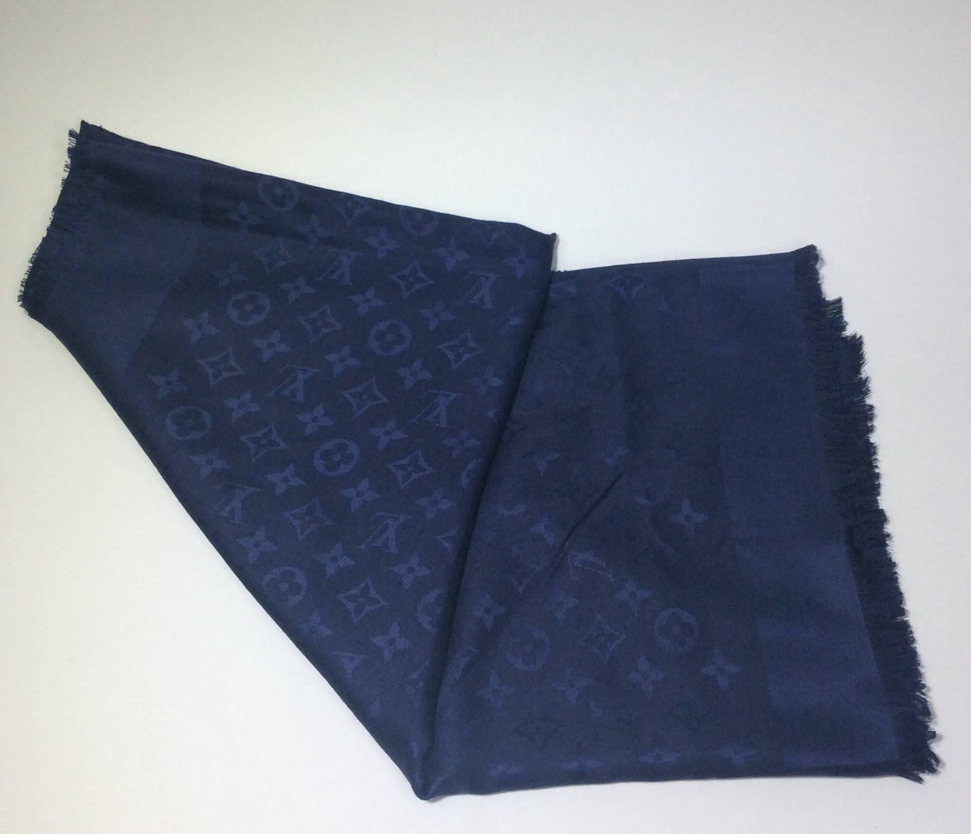 Women's Louis Vuitton Navy LV Print Scarf