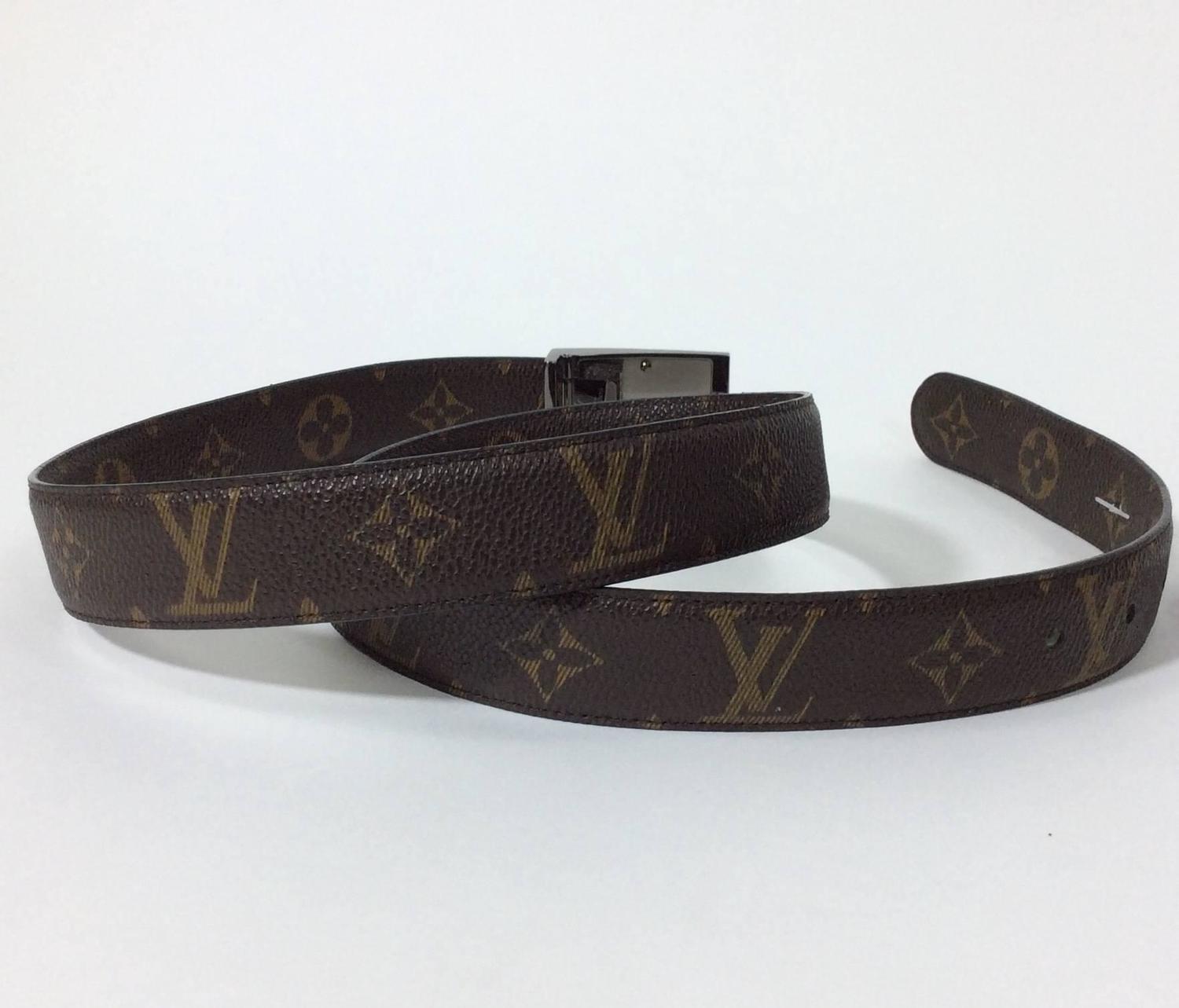 Louis Vuitton Brown Leather Reversible LV Pattern Belt at 1stdibs