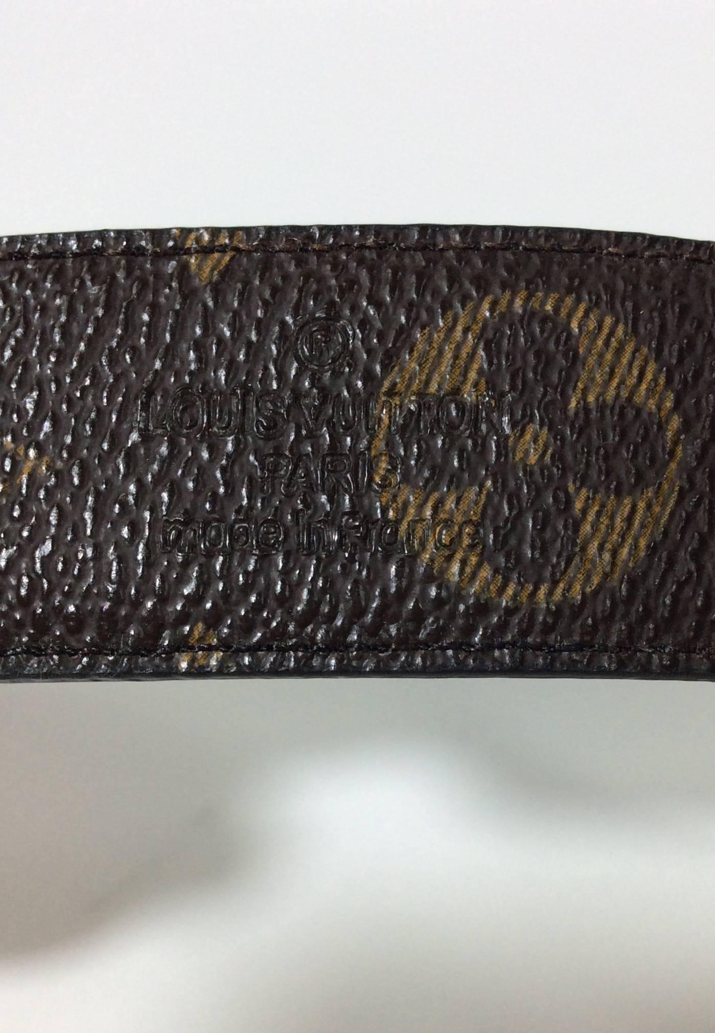 Louis Vuitton Brown Leather Reversible LV Pattern Belt In Excellent Condition In Narberth, PA