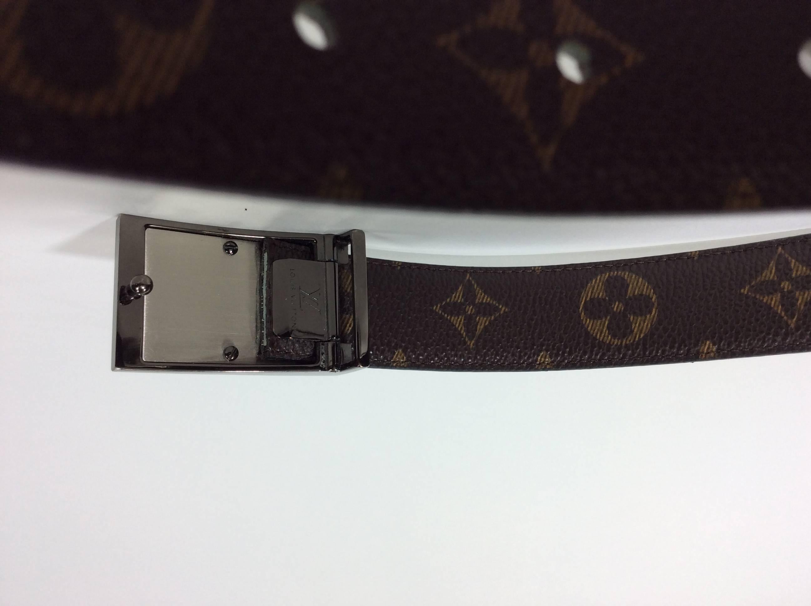 Women's Louis Vuitton Brown Leather Reversible LV Pattern Belt