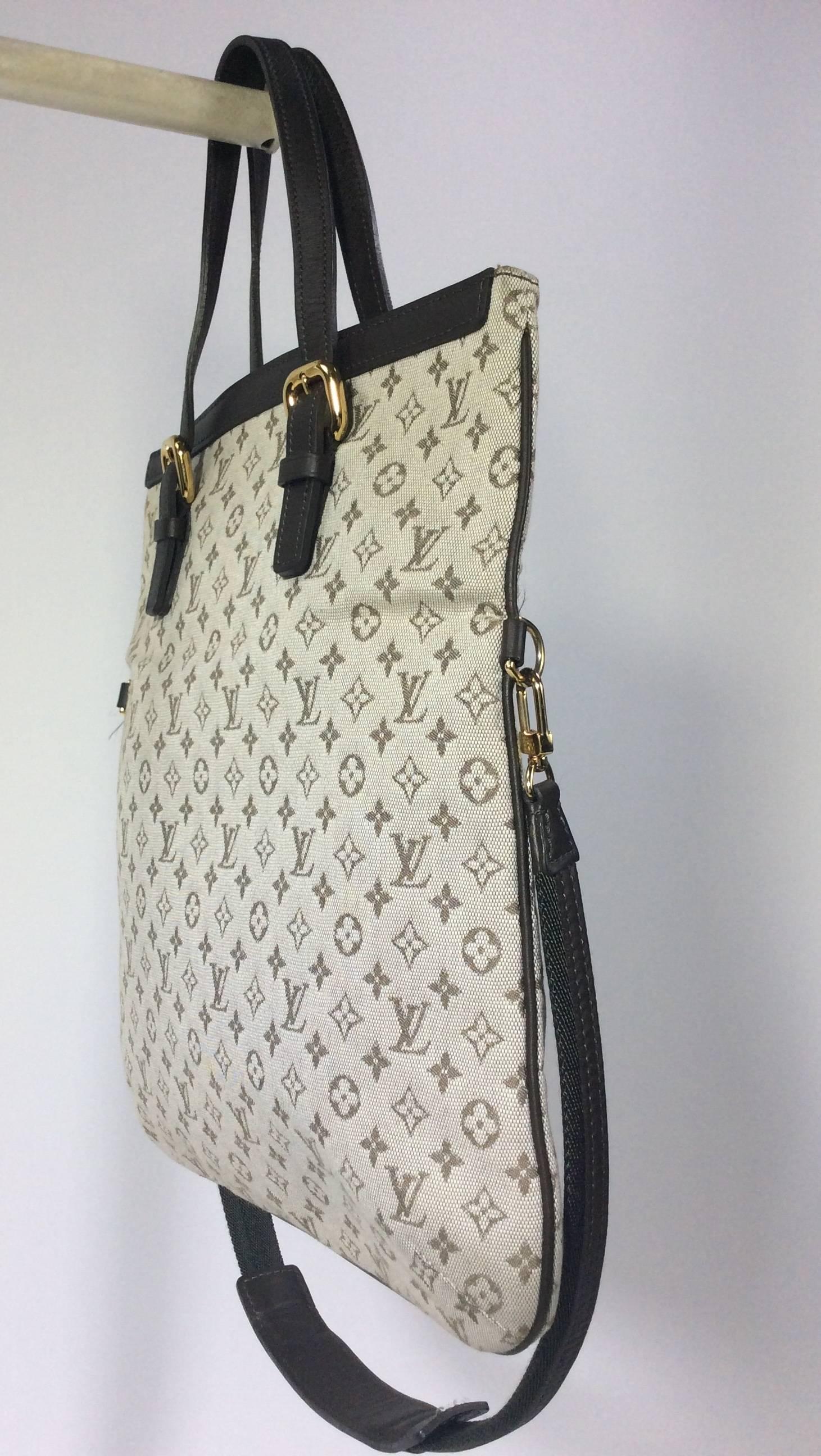 Louis Vuitton Tan Logo Printed Canvas Flap Bag In Excellent Condition For Sale In Narberth, PA