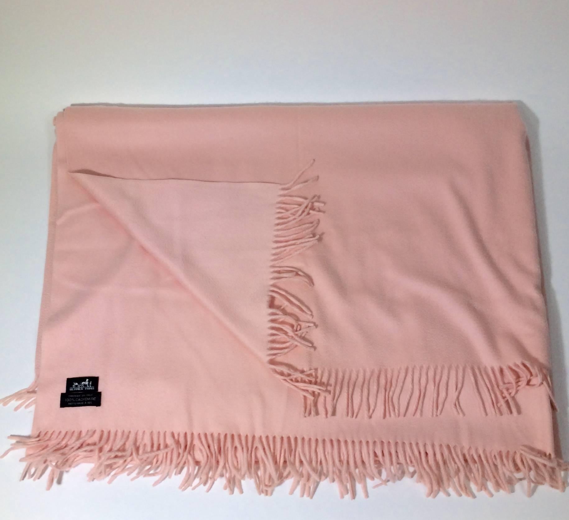 Baby Pink Cashmere
Fringe on top and bottom 
