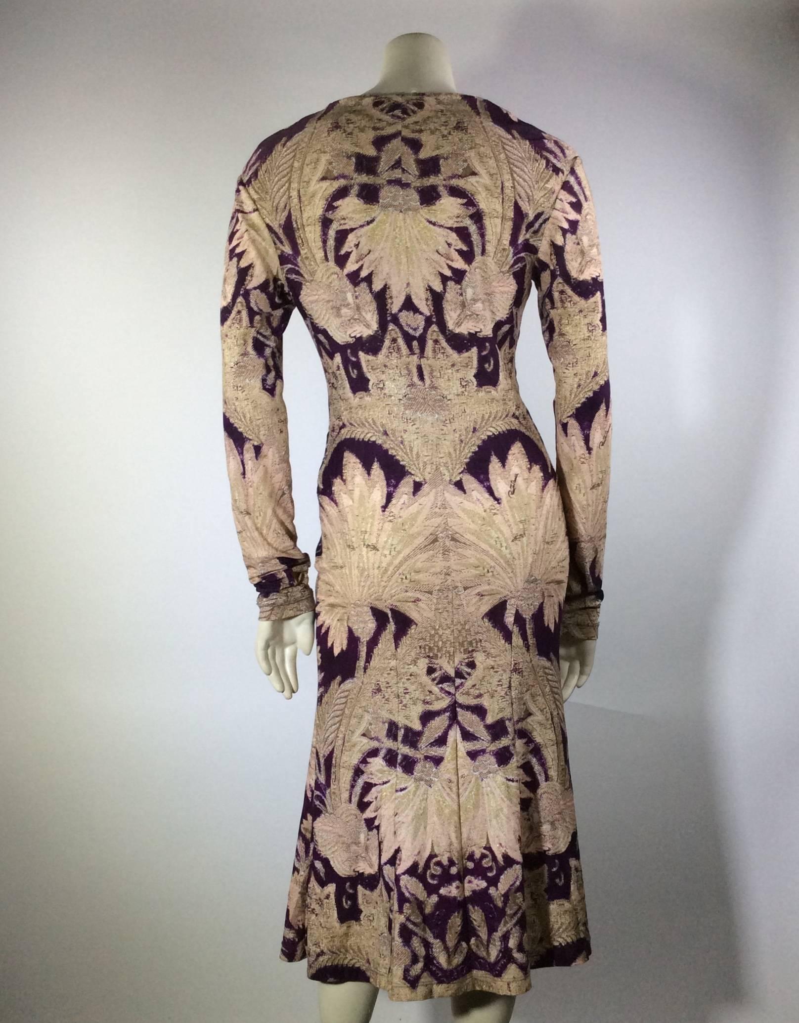 Roberto Cavalli Purple and Pink Floral Motif Printed Dress 1