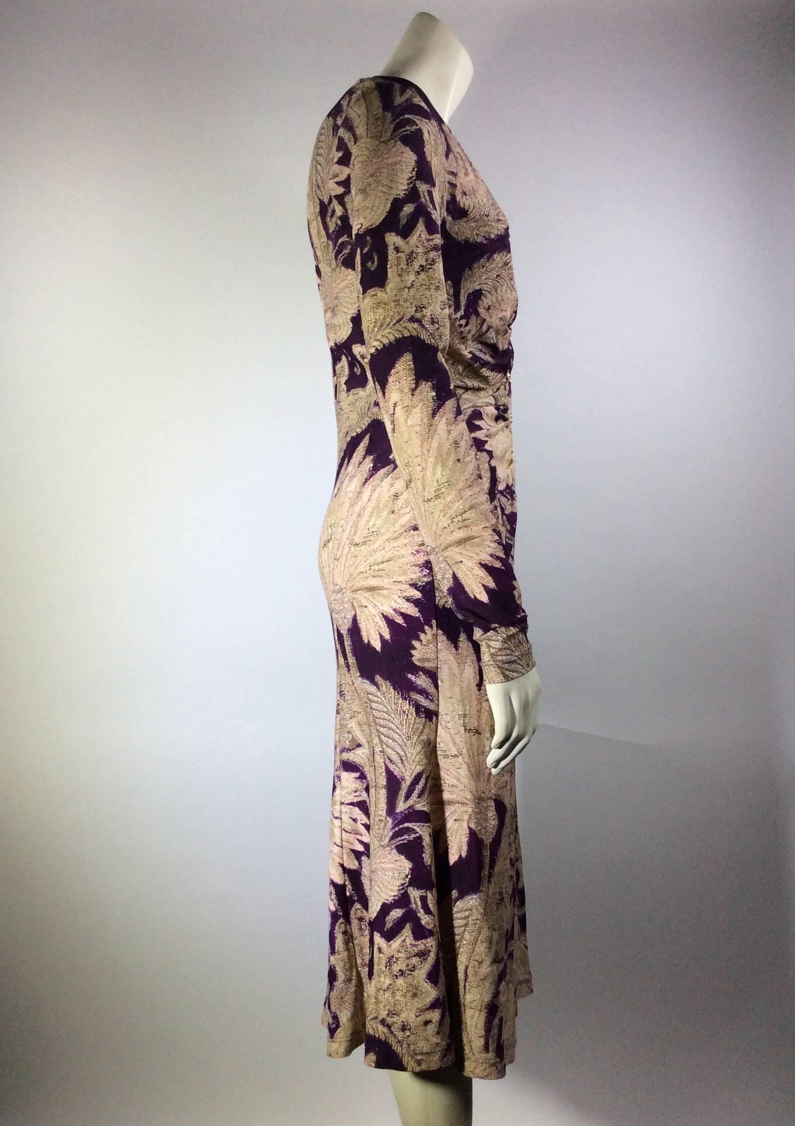 Women's Roberto Cavalli Purple and Pink Floral Motif Printed Dress