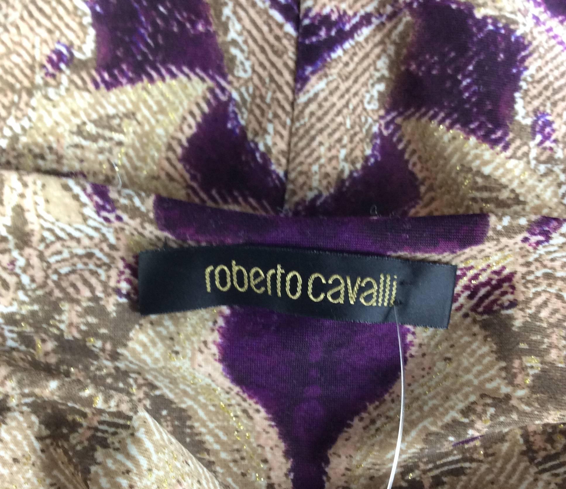 Roberto Cavalli Purple and Pink Floral Motif Printed Dress 2