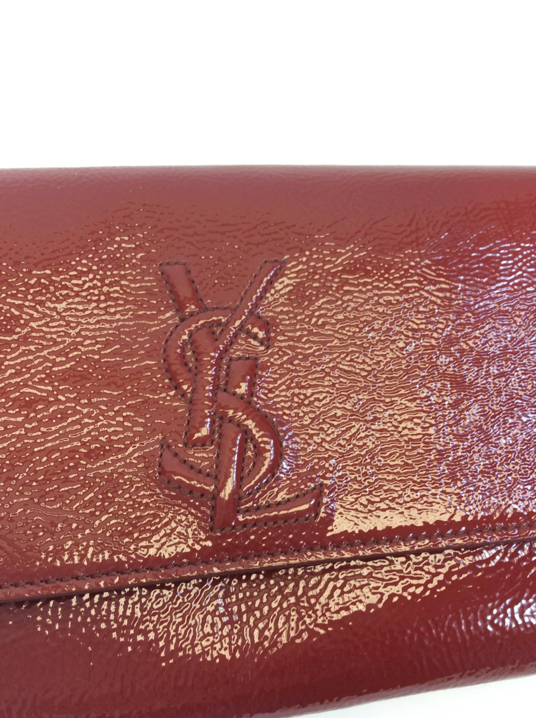 Women's Yves Saint Laurent Rust Patent Leather Clutch For Sale