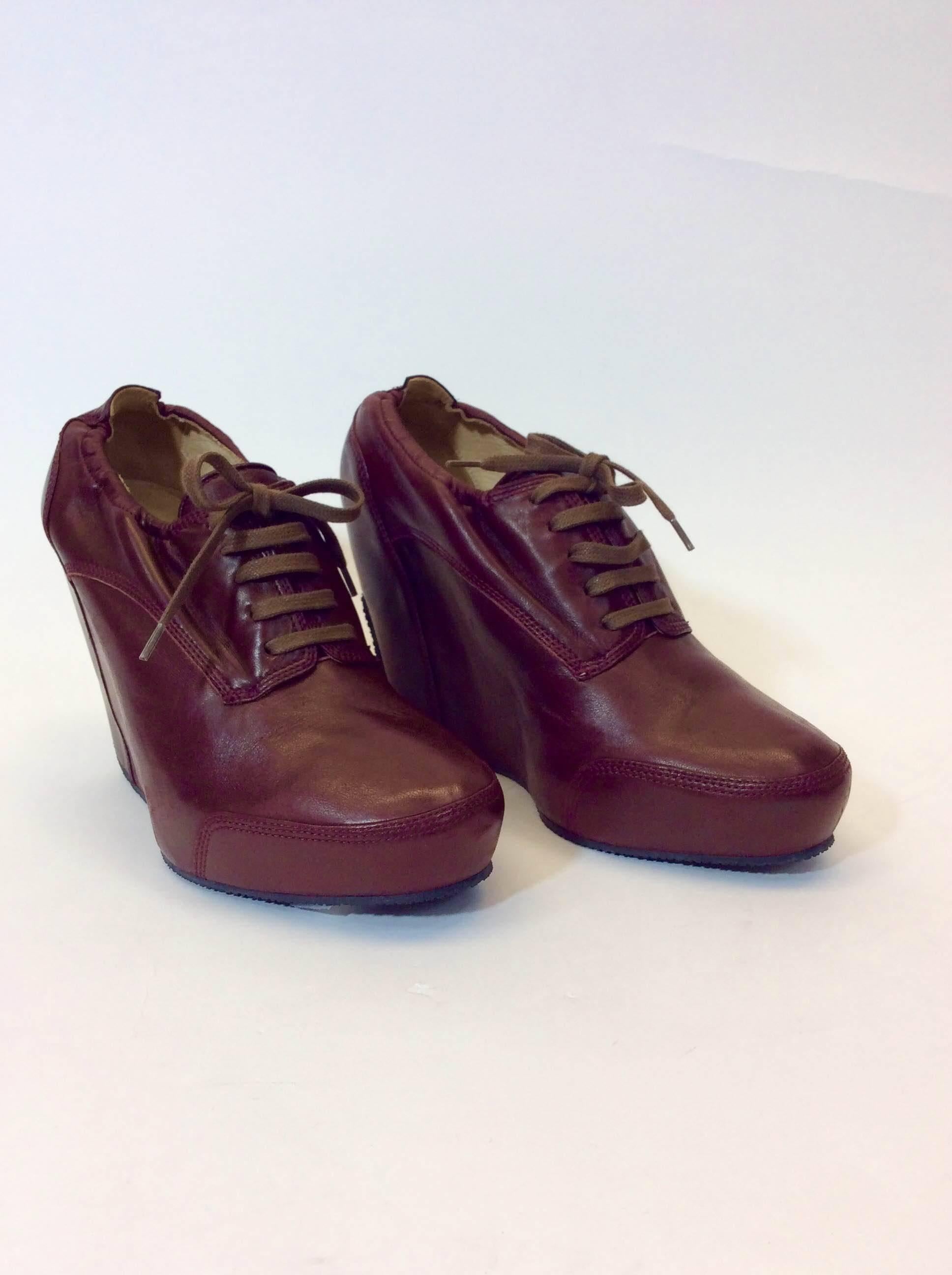 Dries Van Noten Leather Lace Up Bootie In Excellent Condition In Narberth, PA