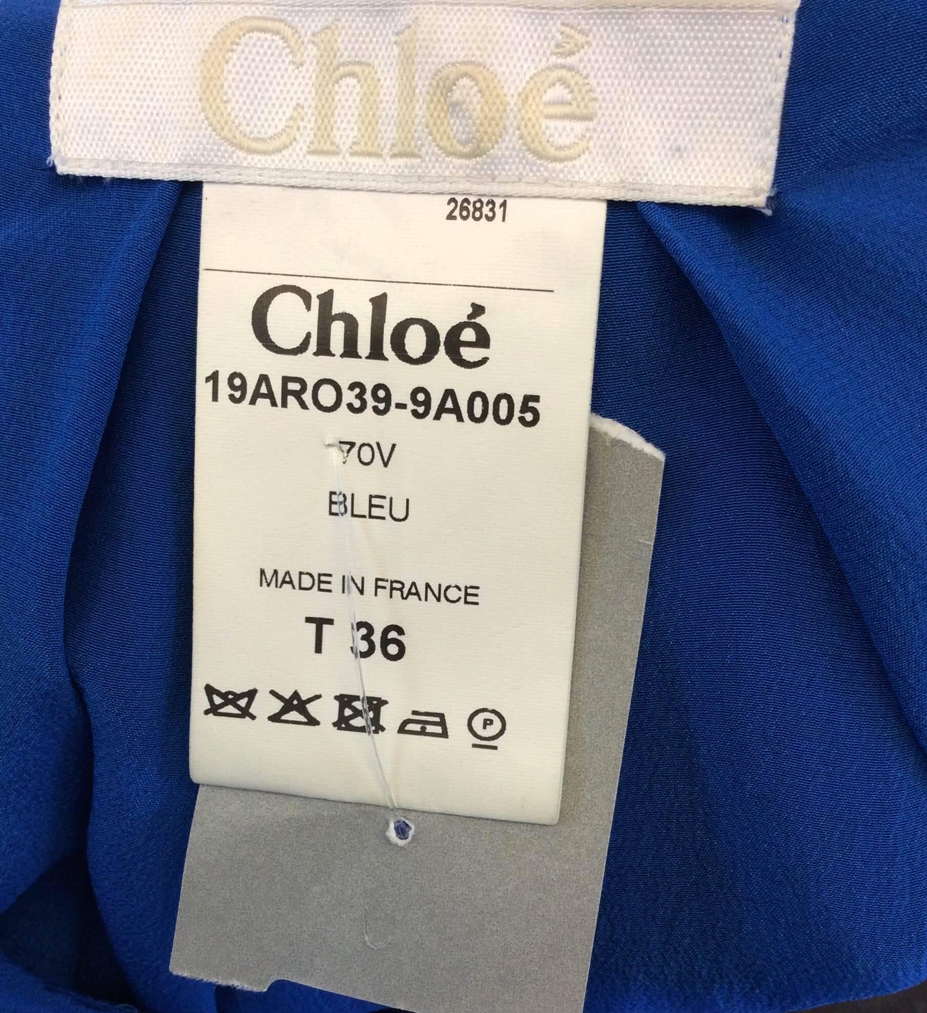 Chloe Royal Blue Silk Shift Cocktail Dress For Sale 3