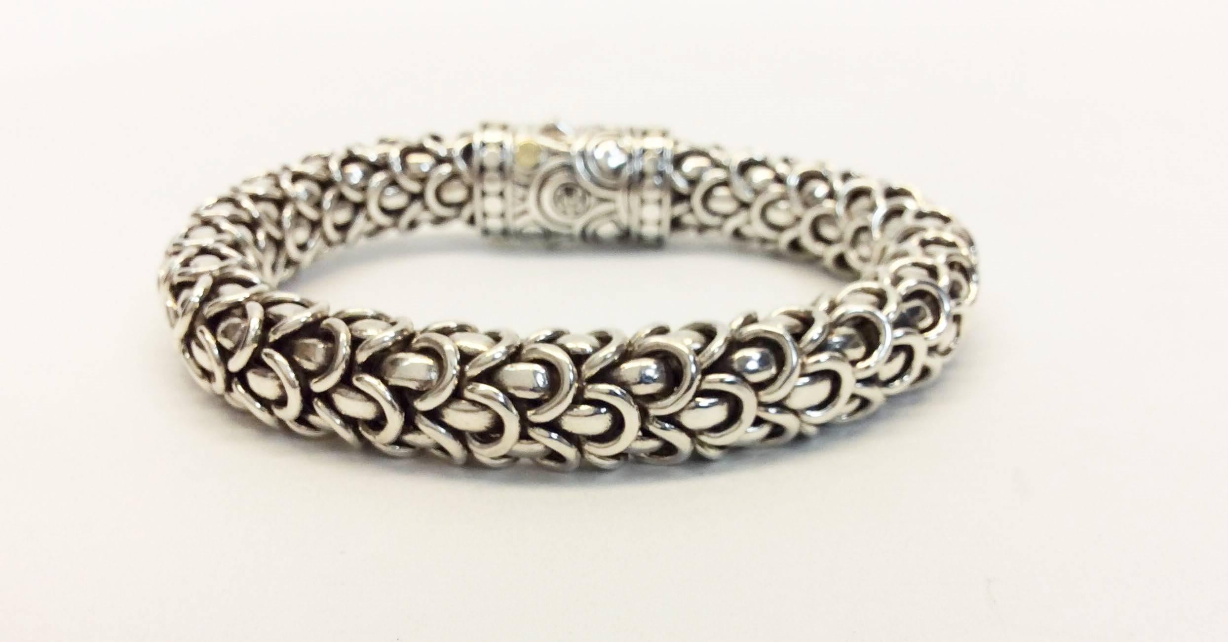 John Hardy Legnds Naga Station Sterling Silver and 18K Gold Bracelet  In Excellent Condition For Sale In Narberth, PA