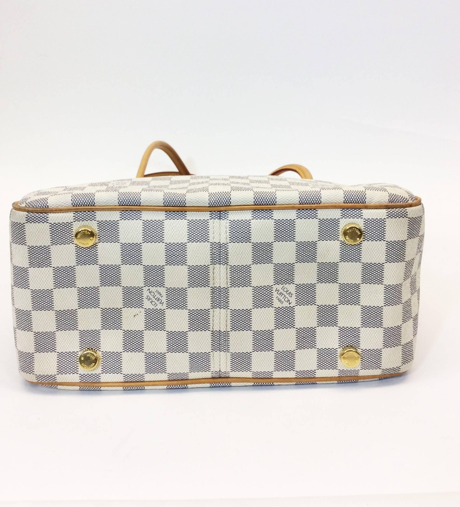 Louis Vuitton Leather Damier Azur Tote In Excellent Condition In Narberth, PA