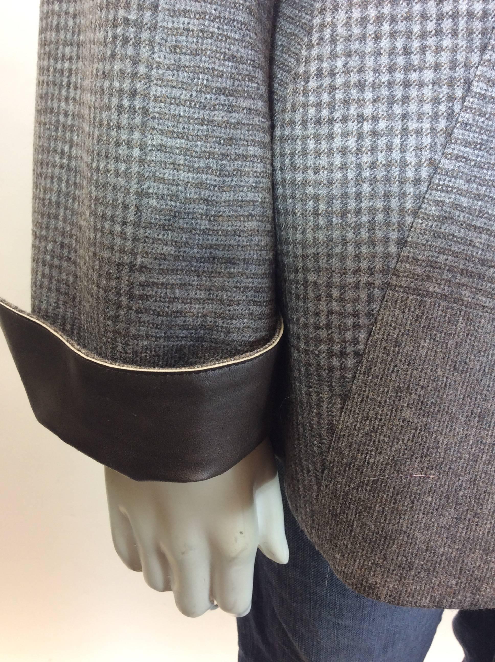 Akris Brown/Grey Wool Plaid Jacket For Sale 3