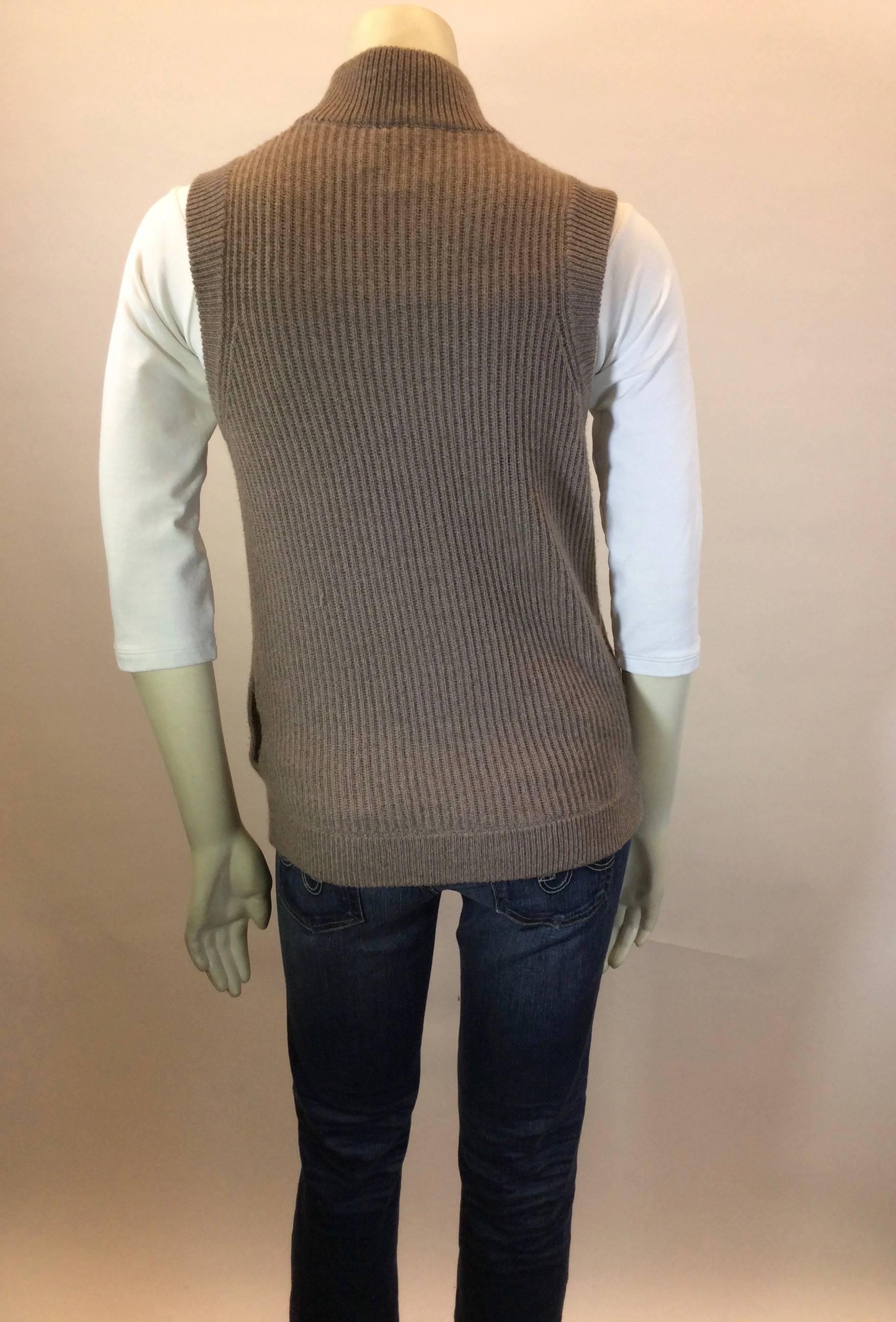 Women's Brunello Cucinelli Light Brown Cashmere Sweater Vest