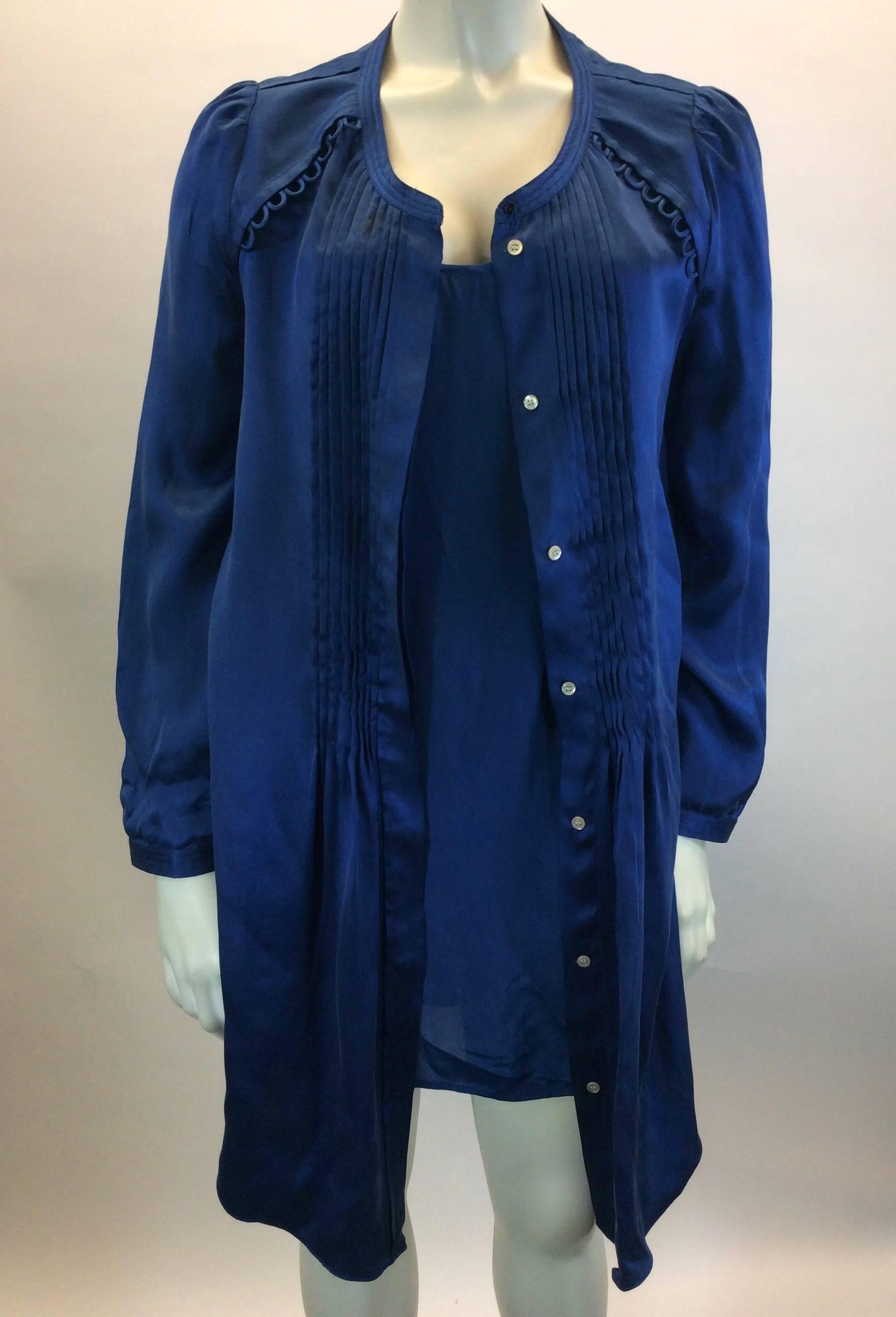 Women's Isabel Marant Etoile Royal Blue Silk Two Piece Dress