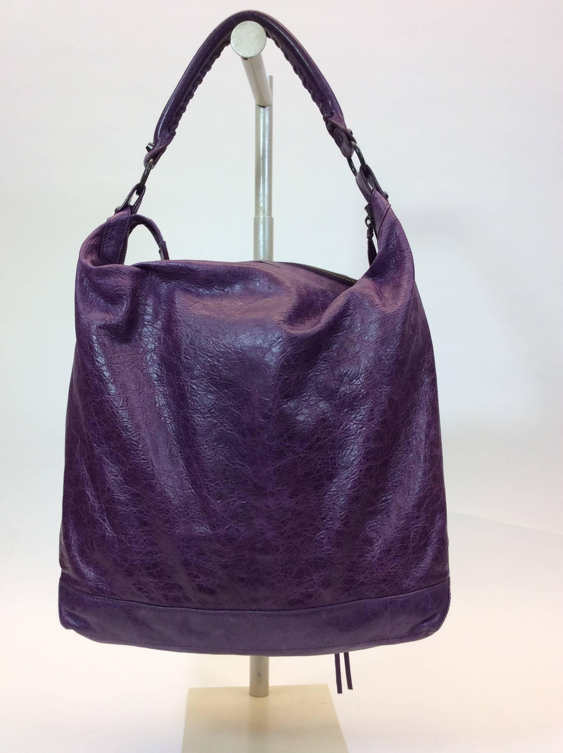 Black Balenciaga Purple Leather Shoulderbag 