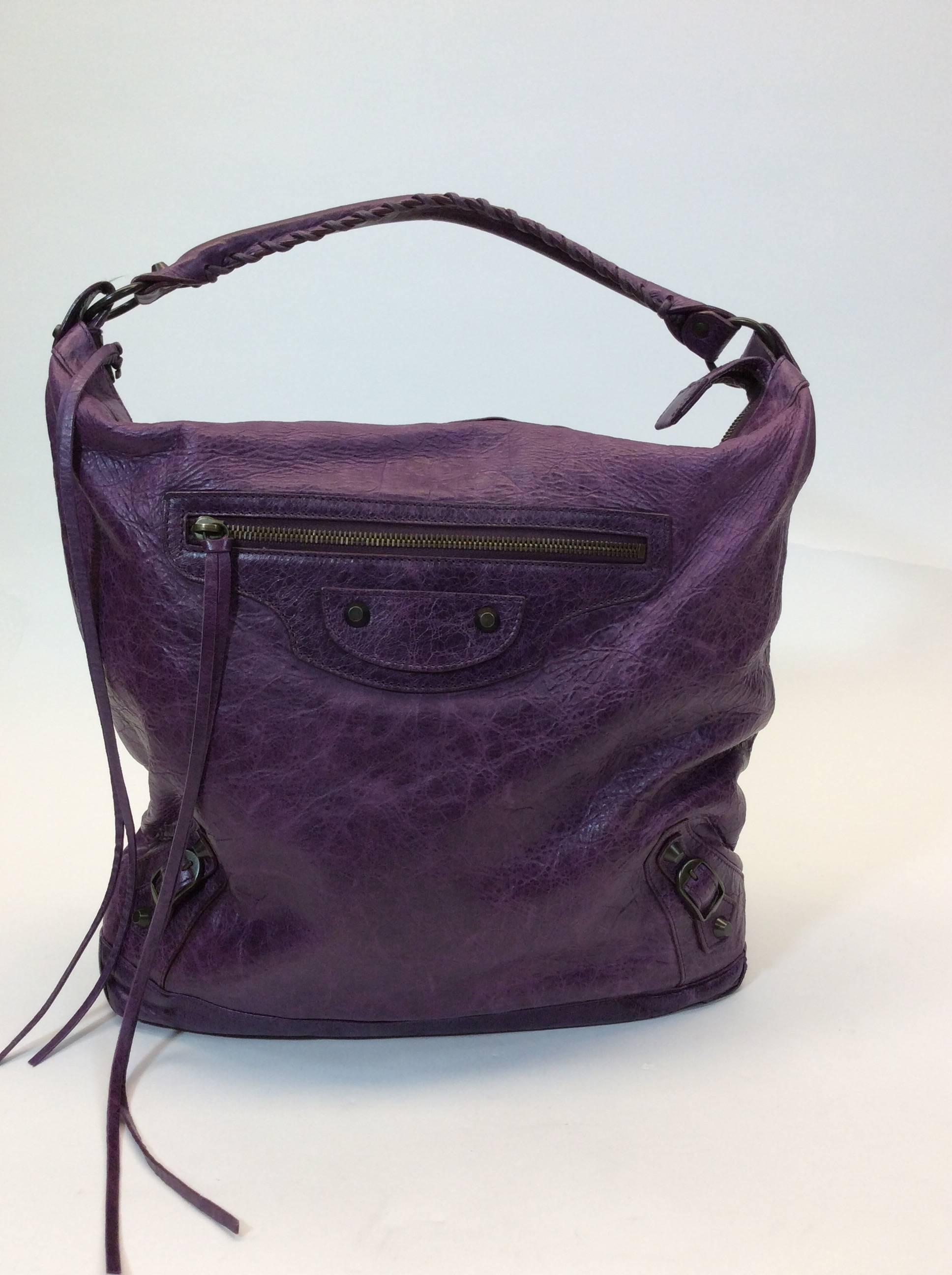 Balenciaga Purple Leather Shoulderbag  In Excellent Condition In Narberth, PA