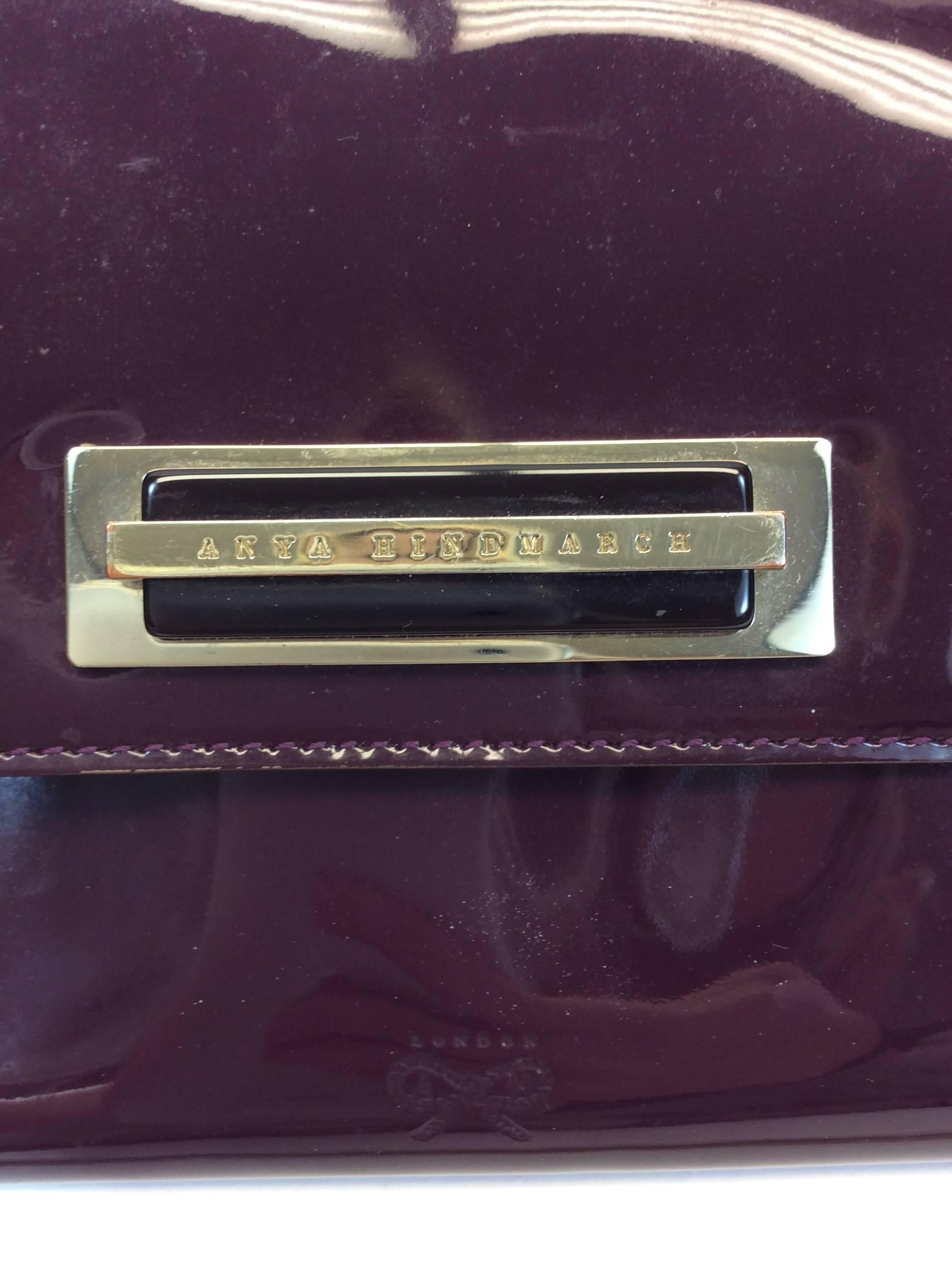 Black Anya Hindmarch Wine Patent Leather Clutch Wallet