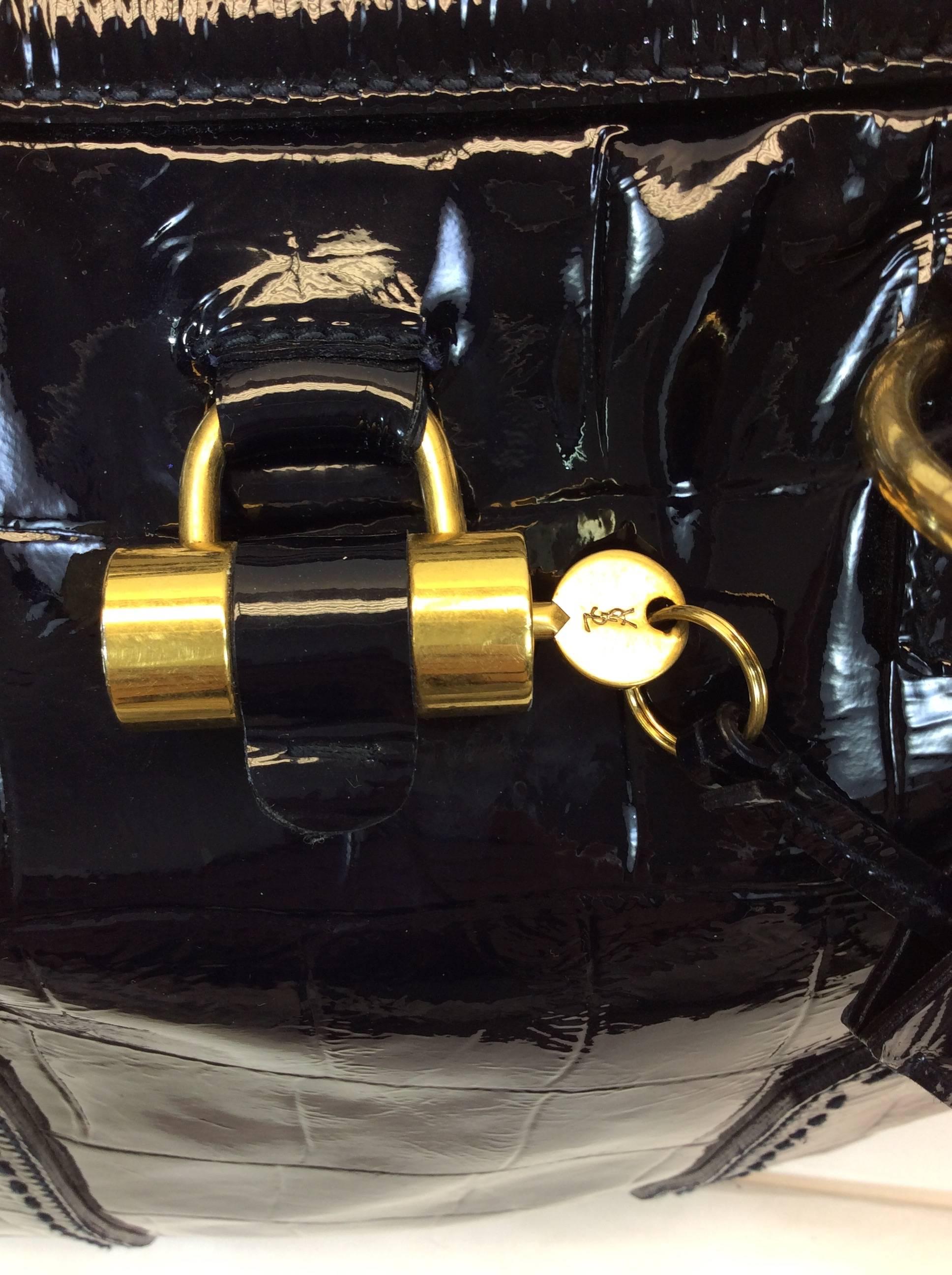 Yves Saint Laurent Black Patent Leather Large Muse Bag  For Sale 2
