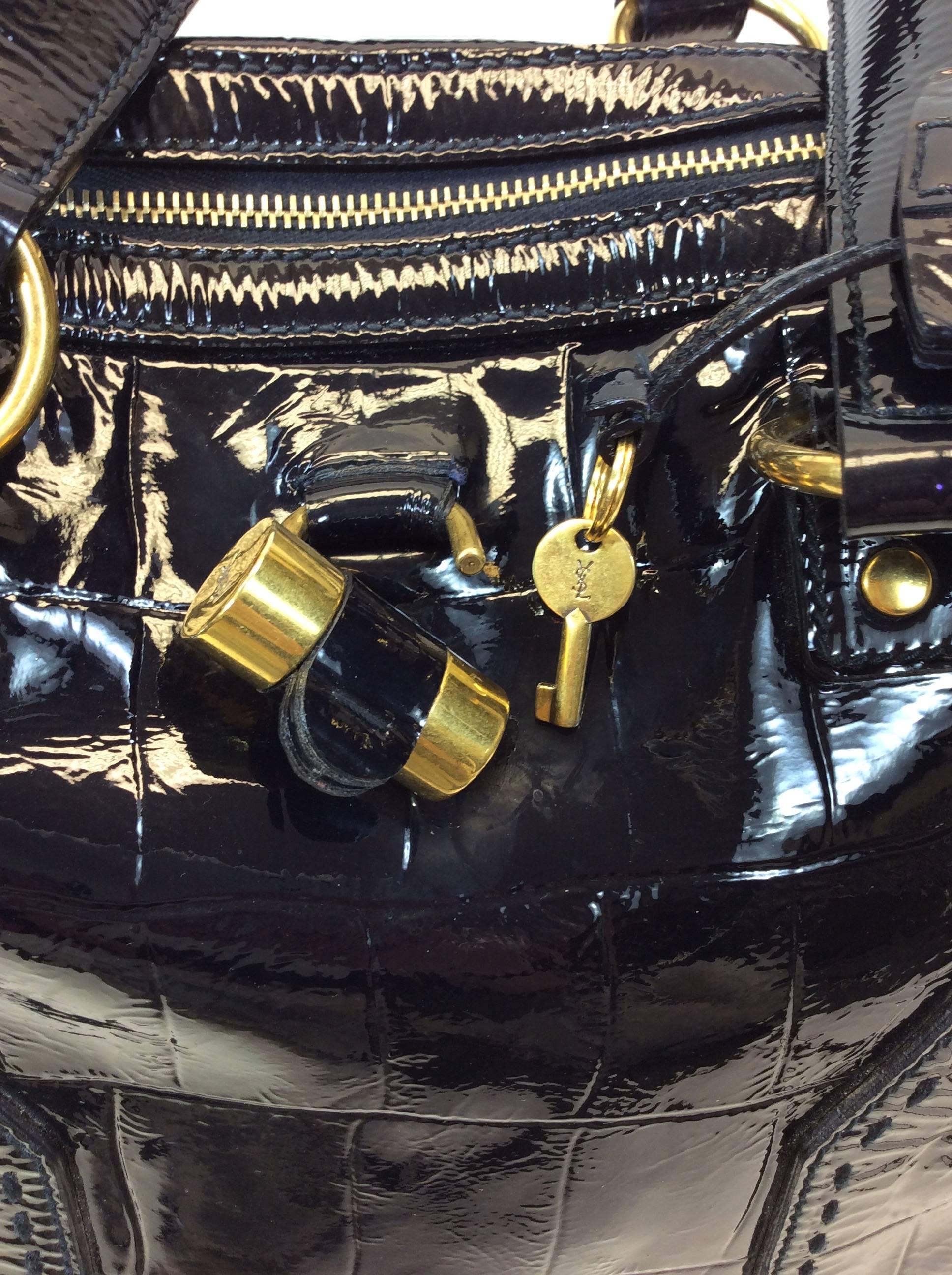 Yves Saint Laurent Black Patent Leather Large Muse Bag  For Sale 3