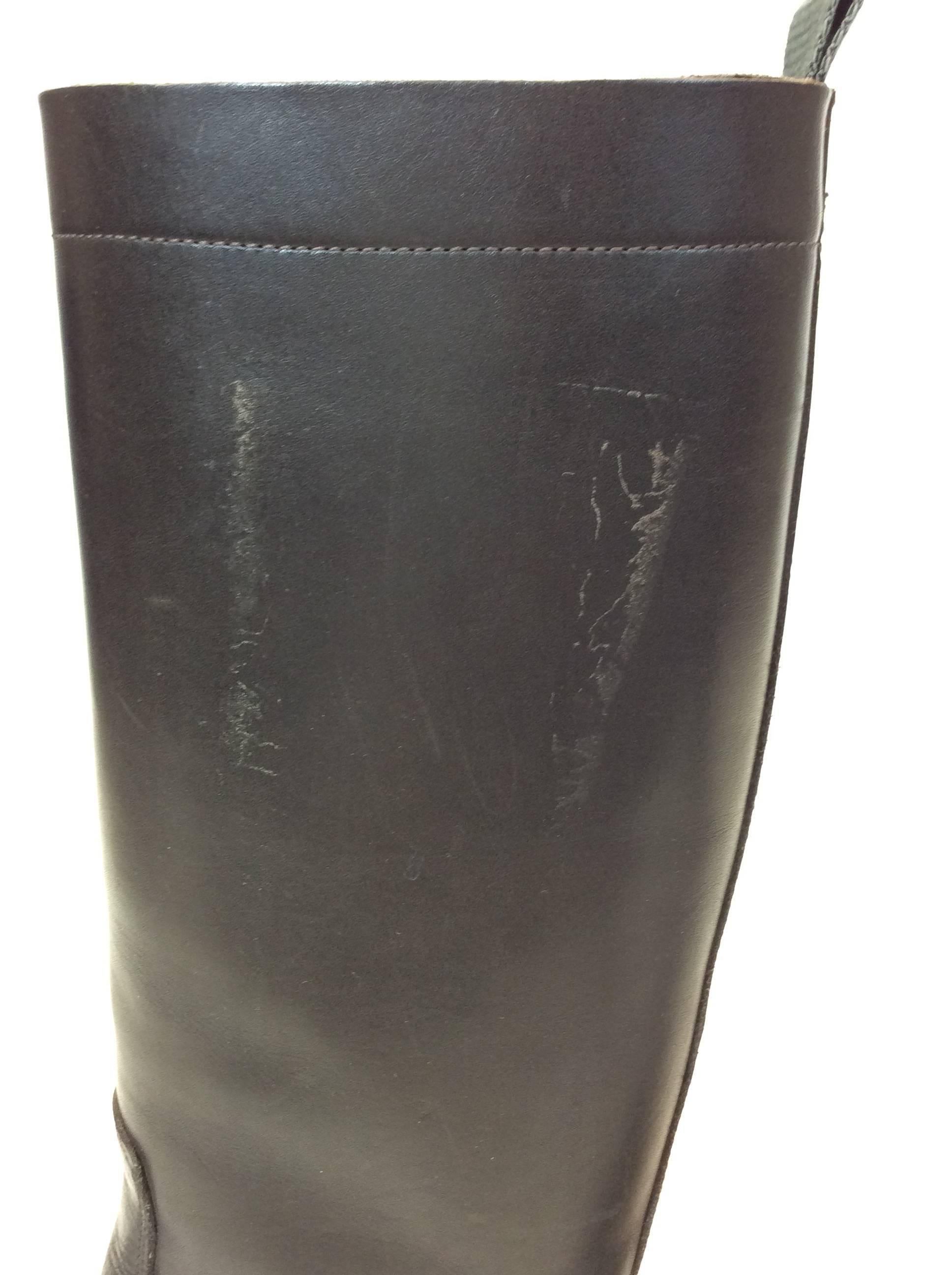 Prada Black Leather Knee High Outdoor Boots 6