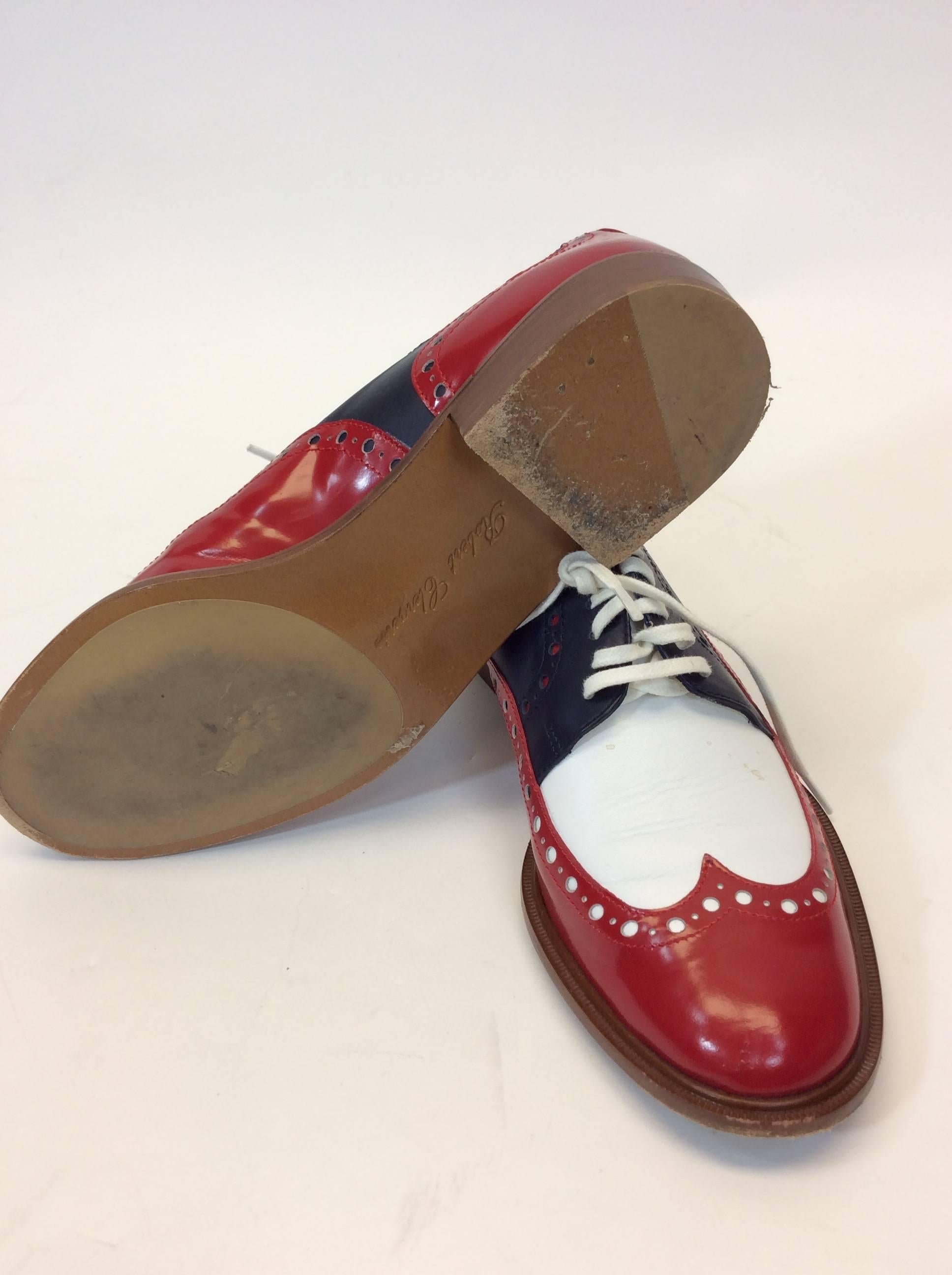 Robert Clergerie Red, White & Blue Leather Oxford Shoe 1