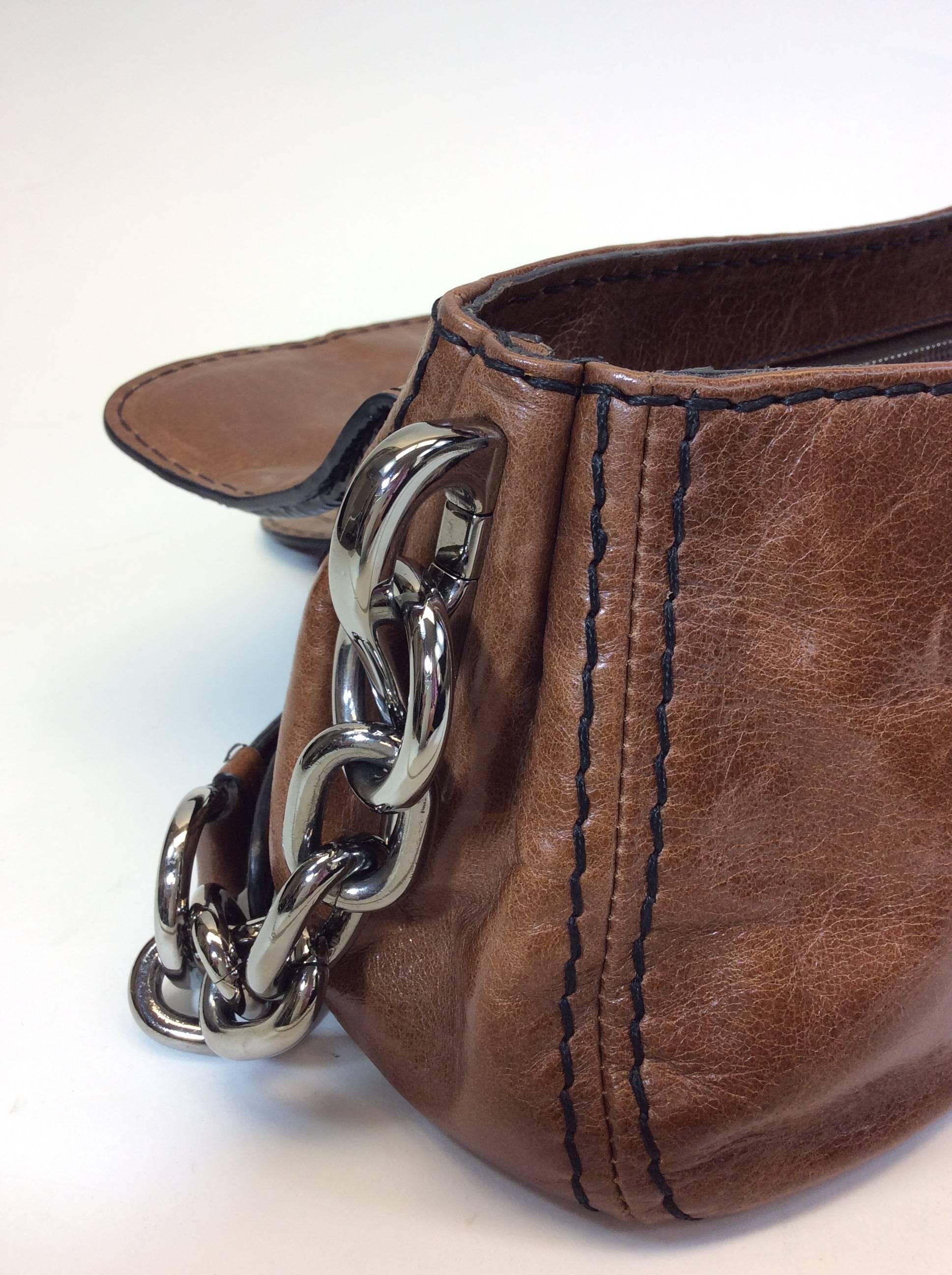 Prada Brown and Black Leather Handbag 1