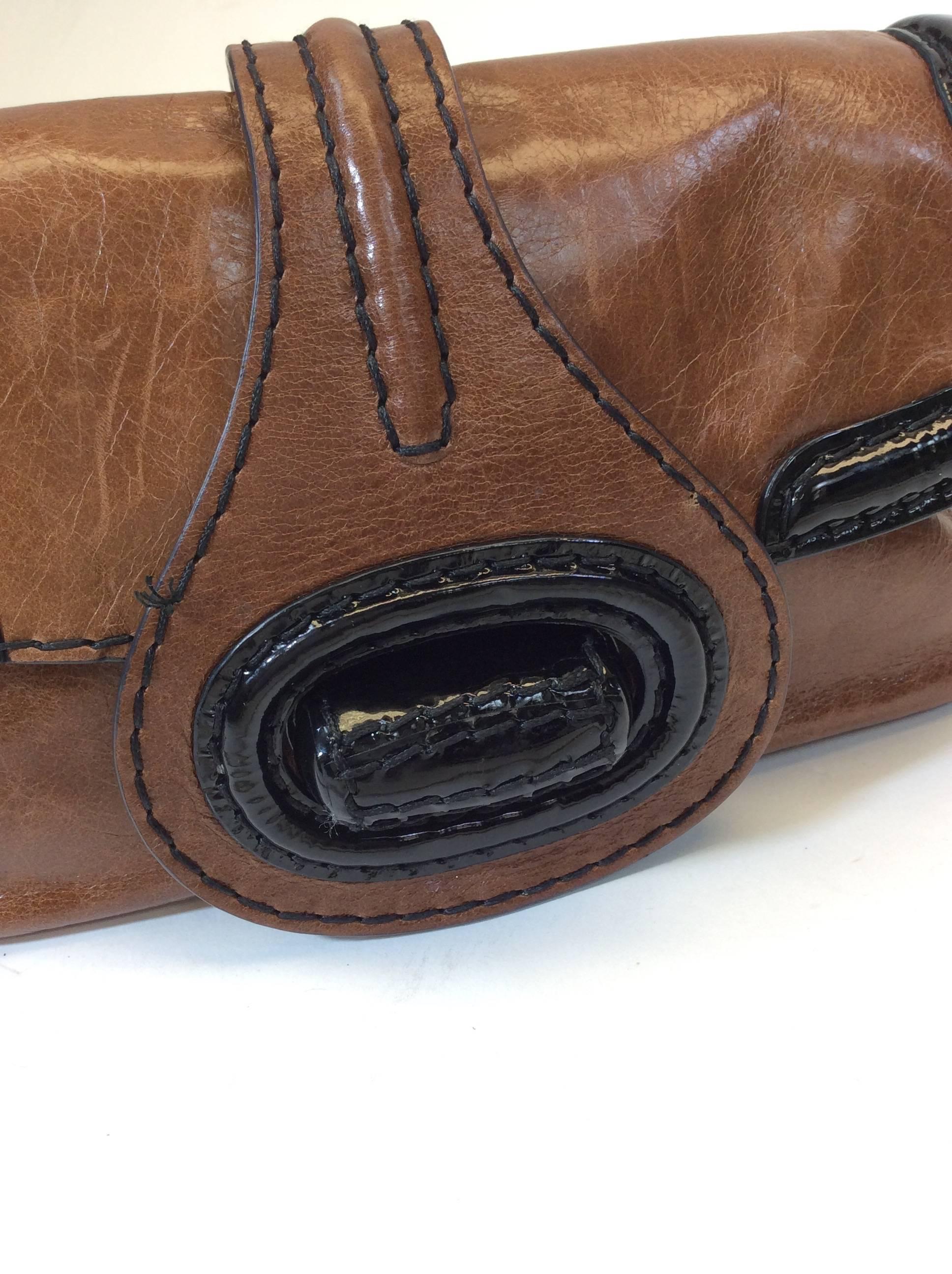 Prada Brown and Black Leather Handbag 2