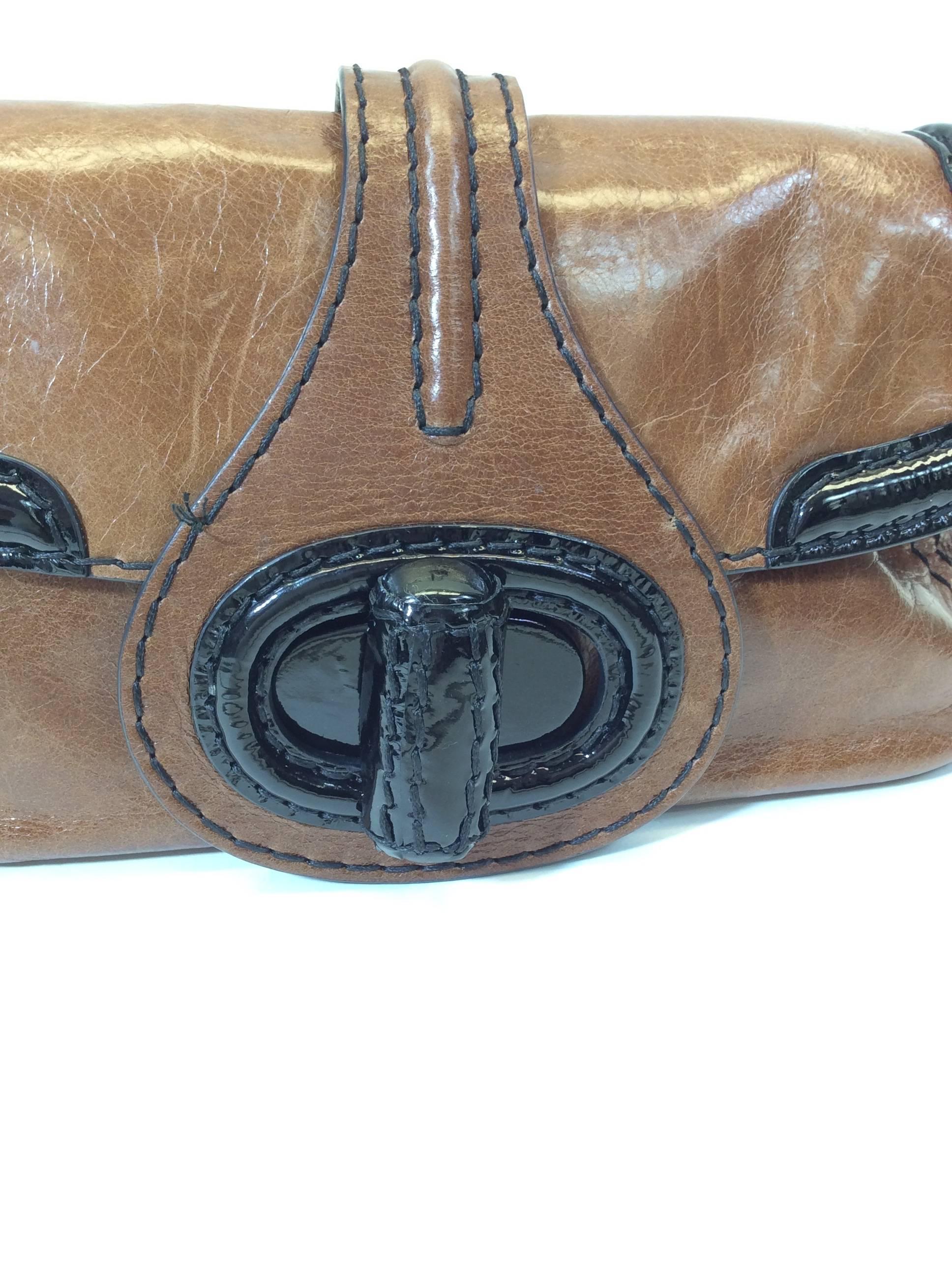 Prada Brown and Black Leather Handbag 3