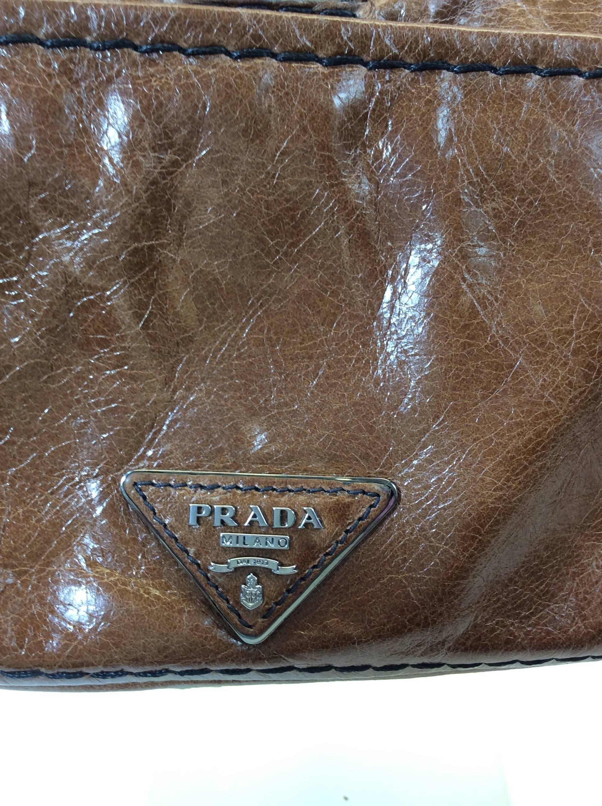 Prada Brown and Black Leather Handbag 4