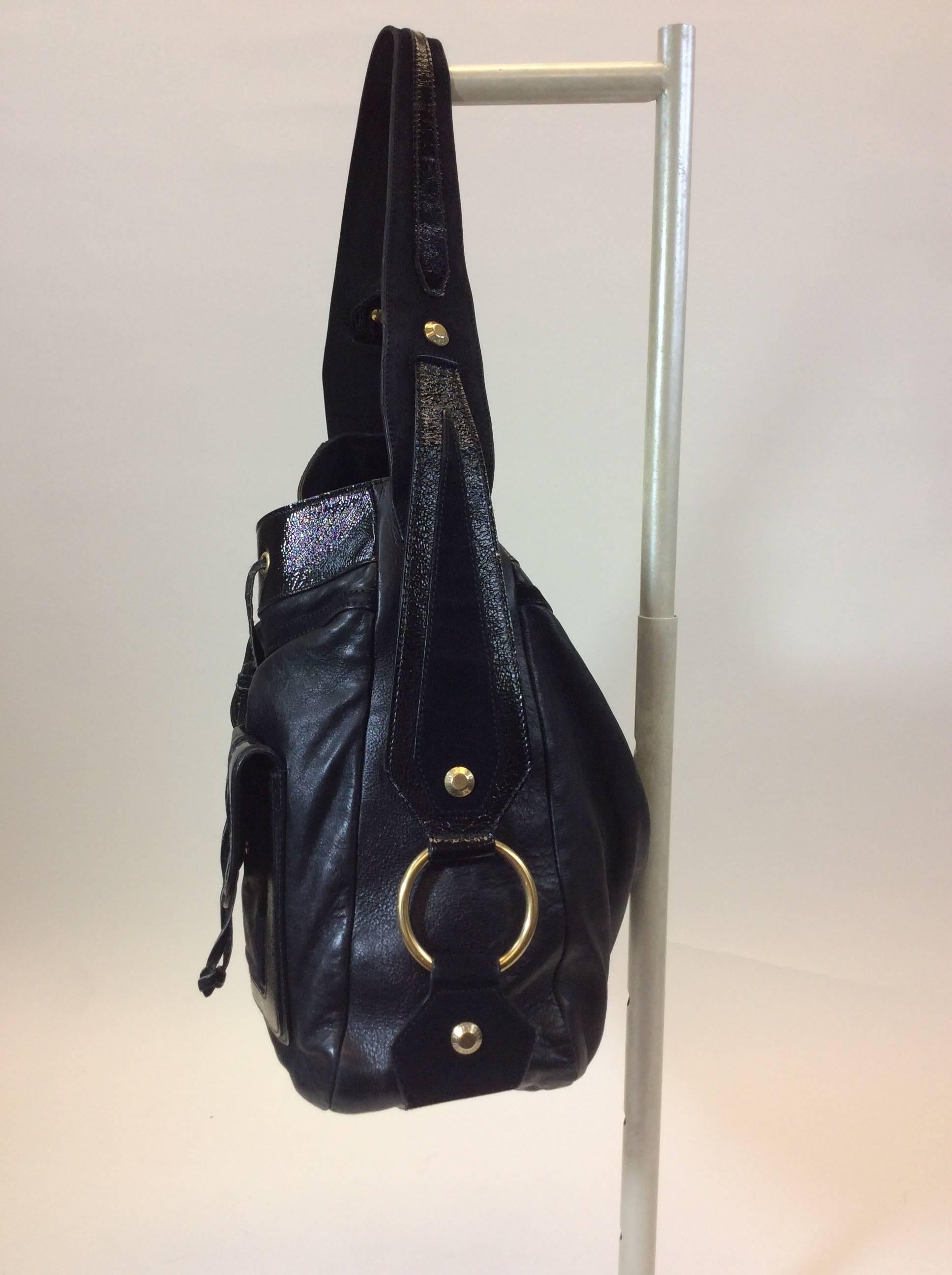 Yves Saint Laurent Black Leather and Suede Handbag In Excellent Condition In Narberth, PA