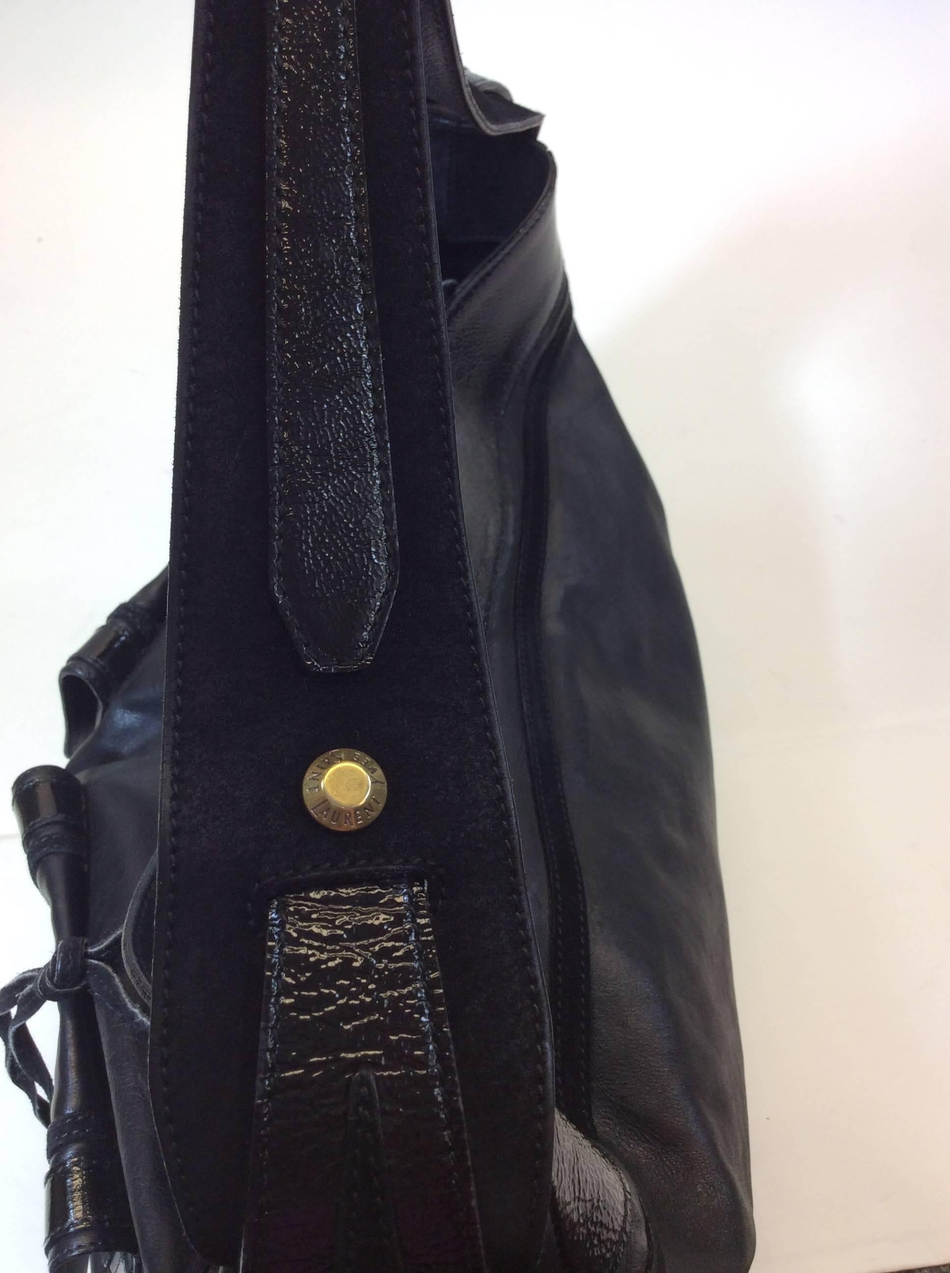 Yves Saint Laurent Black Leather and Suede Handbag 2
