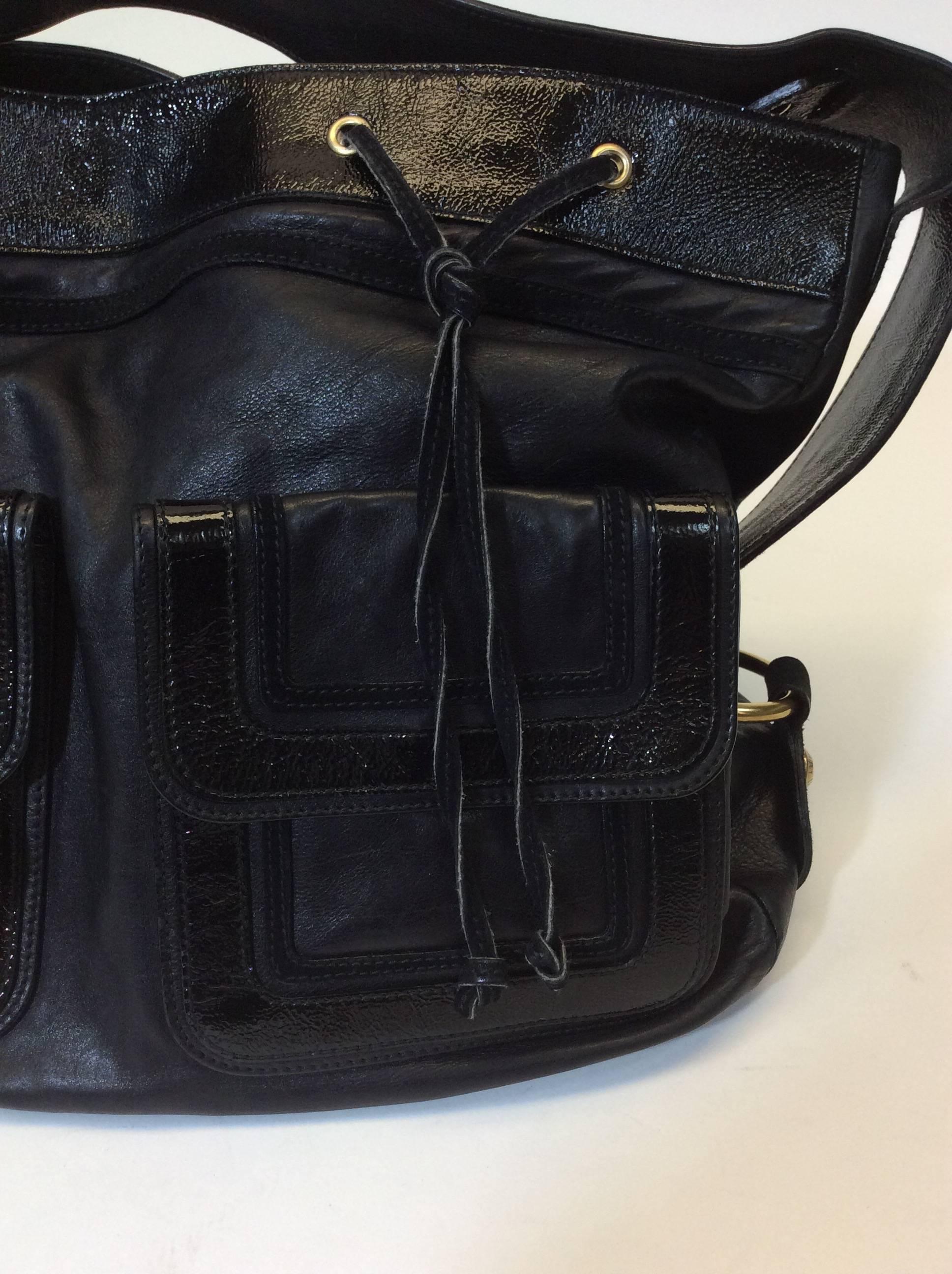 Yves Saint Laurent Black Leather and Suede Handbag 1