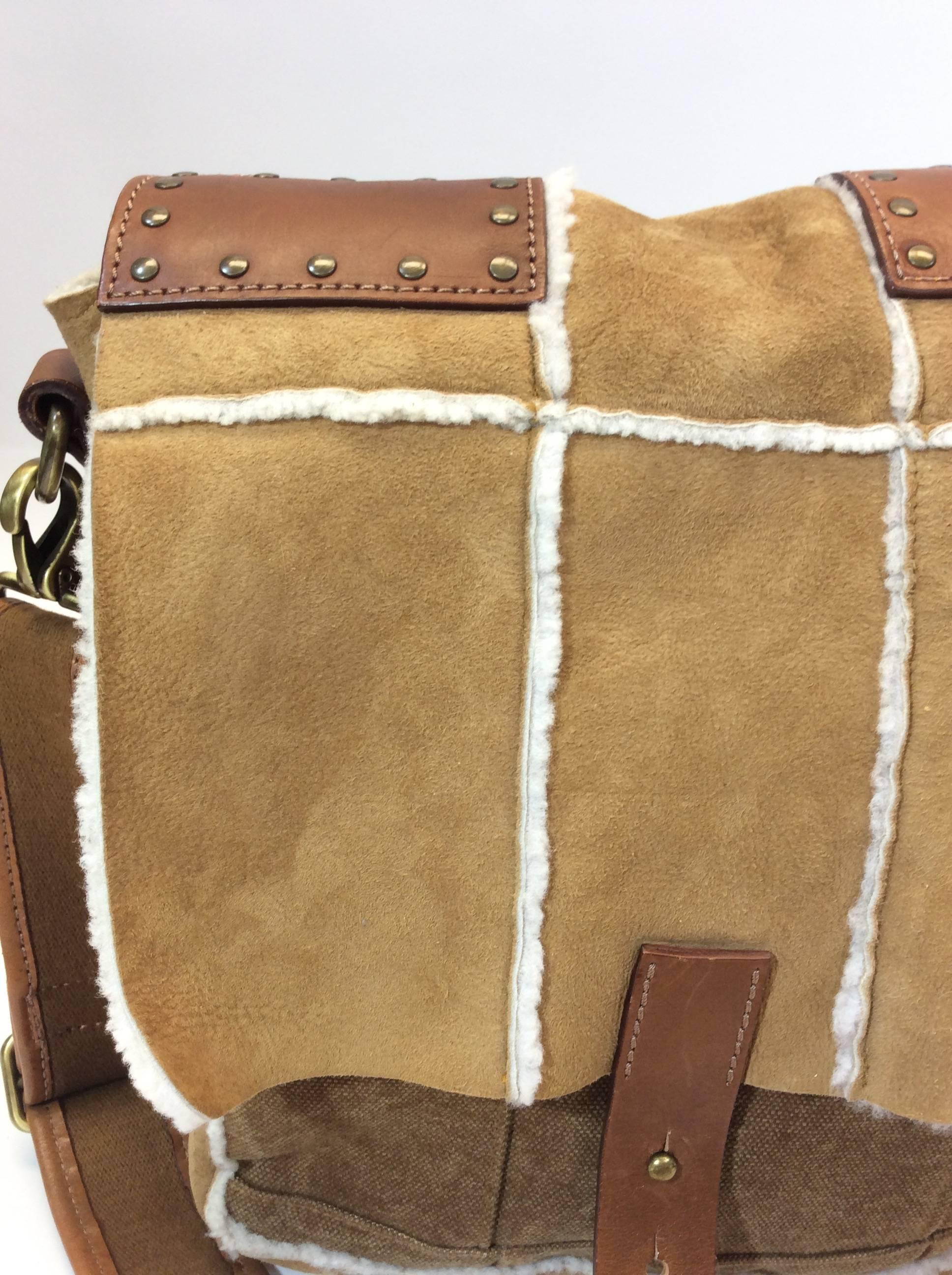 Dolce & Gabbana Tan Suede Messenger Crossbody Bag In Excellent Condition In Narberth, PA