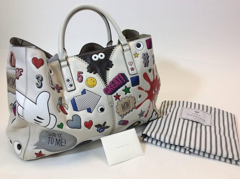 Anya Hindmarch Ebury StickerPrint Leather Tote Bag For Sale at 1stDibs