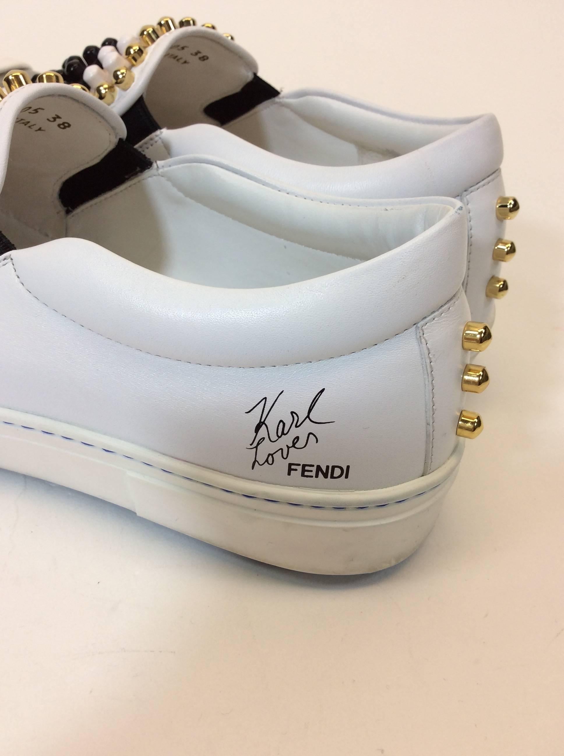 Fendi Karl Studded Leather Sneakers For Sale 2
