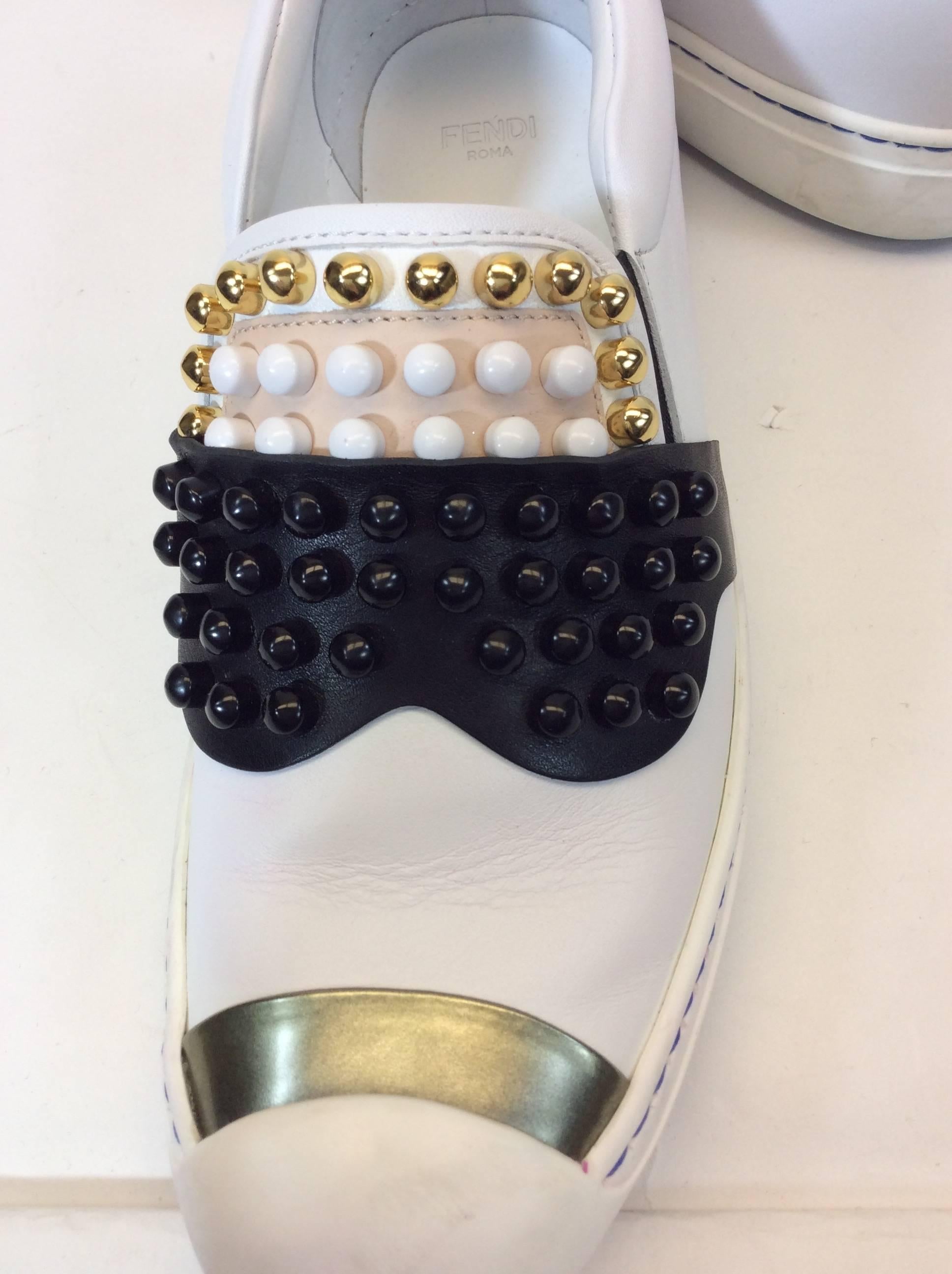 Women's Fendi Karl Studded Leather Sneakers For Sale