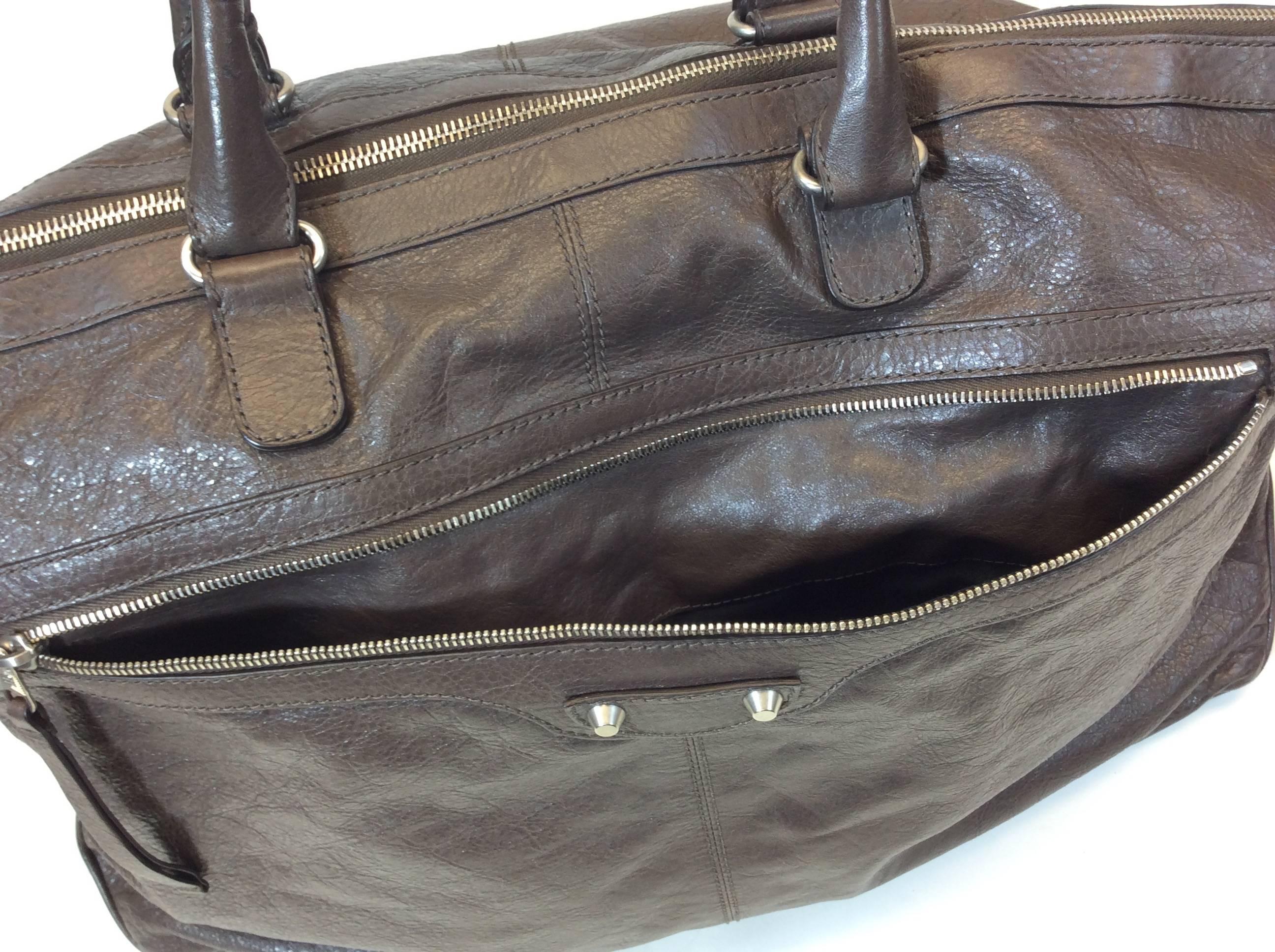Balenciaga Brown Leather Weekender Handbag  For Sale 1