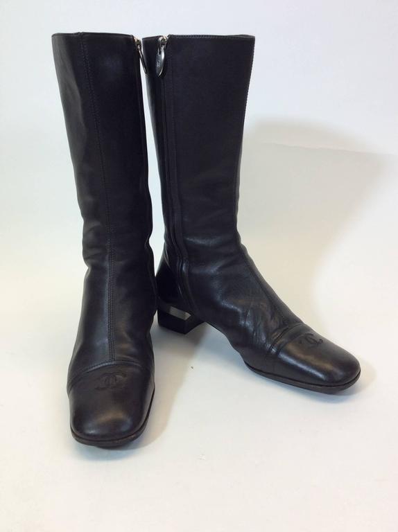 Chanel Brown Leather Boots at 1stDibs