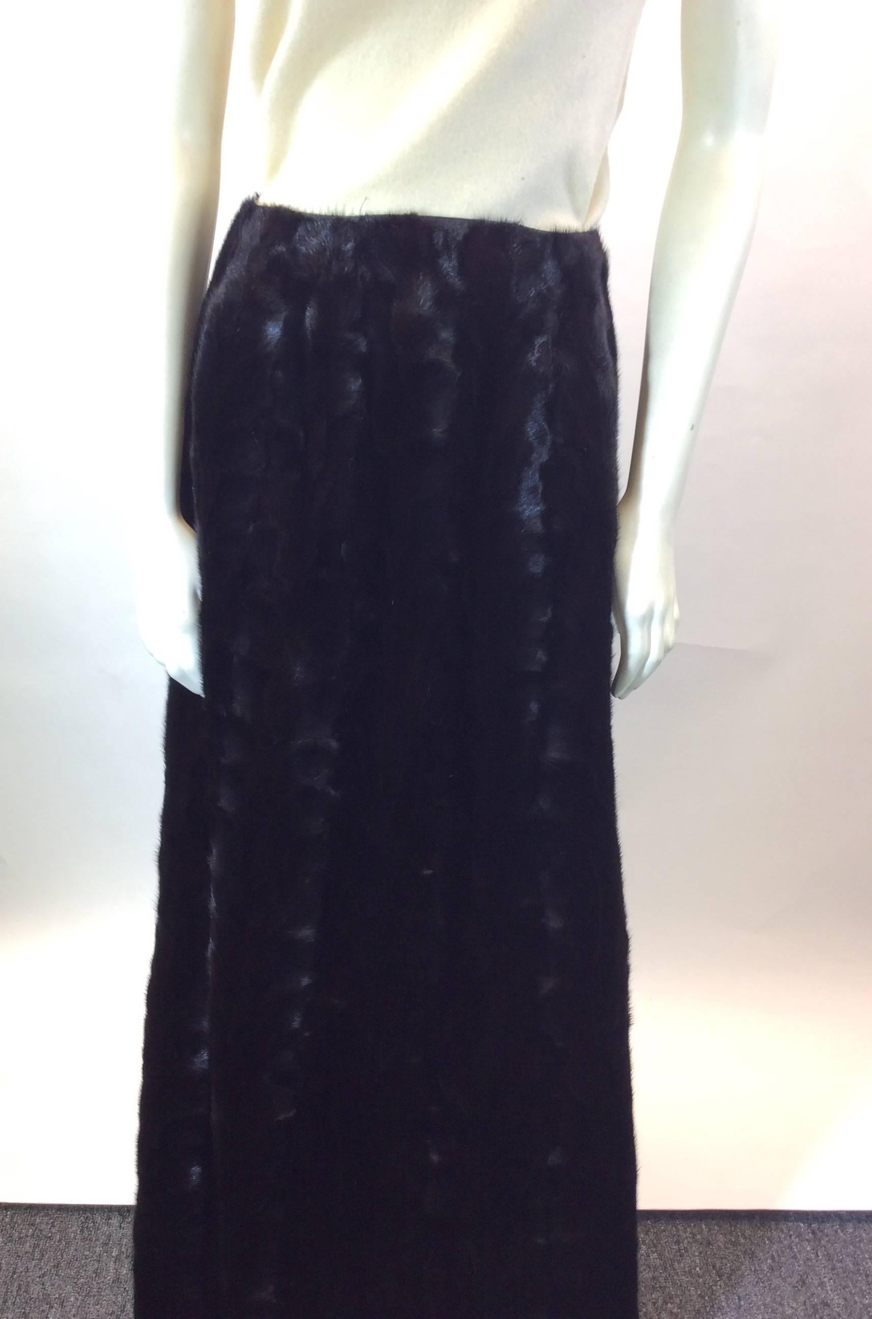 Women's Stephen Sheared Mink Maxi Skirt with Floral Detail For Sale
