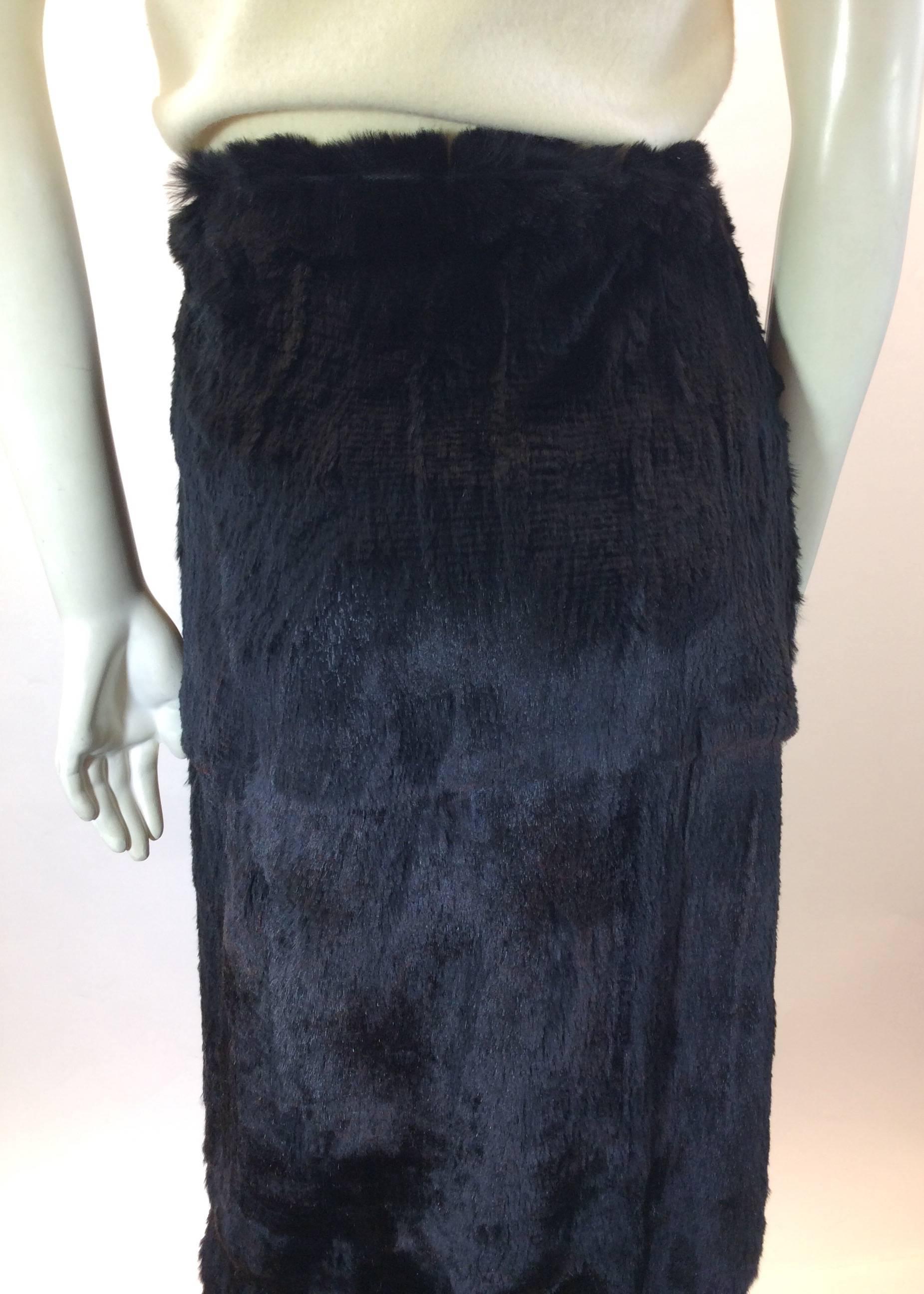 Stephen Sheared Mink Maxi Skirt with Floral Detail In Excellent Condition For Sale In Narberth, PA