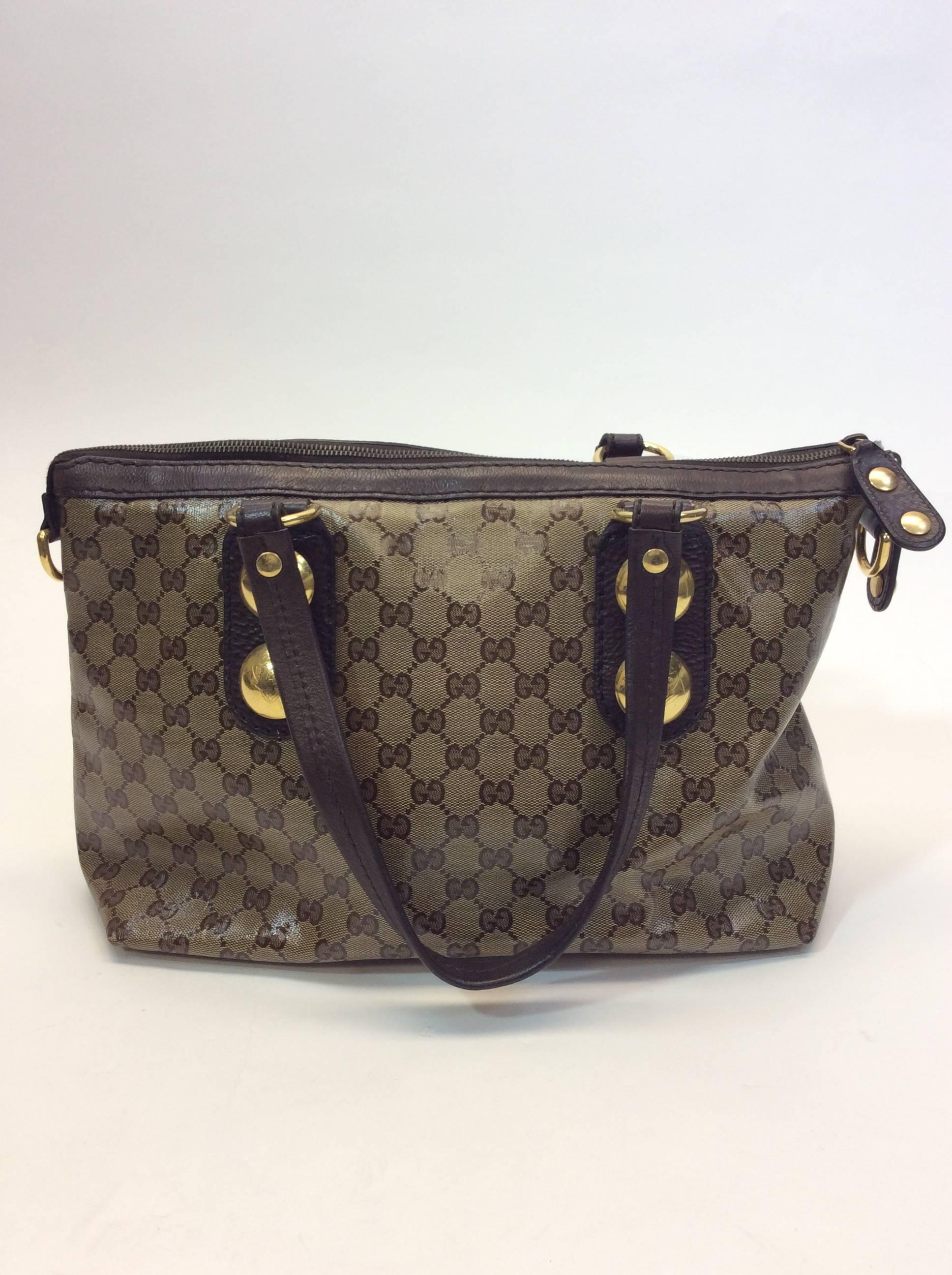 Gray Gucci GG Coated Canvas Tote Handbag