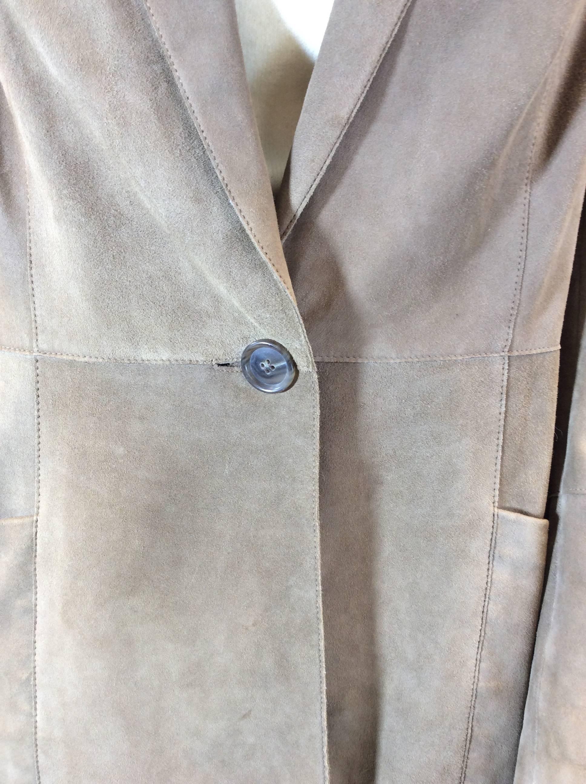 Akris Toffee Brown Suede Single Button Blazer For Sale 2
