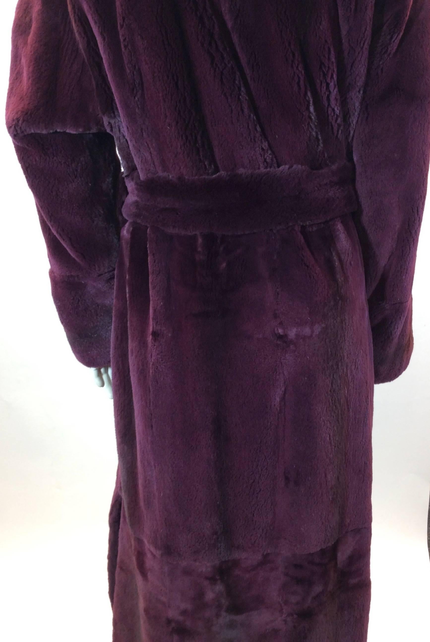 Women's Burgundy Dyed Sheared Mink Wrap Coat