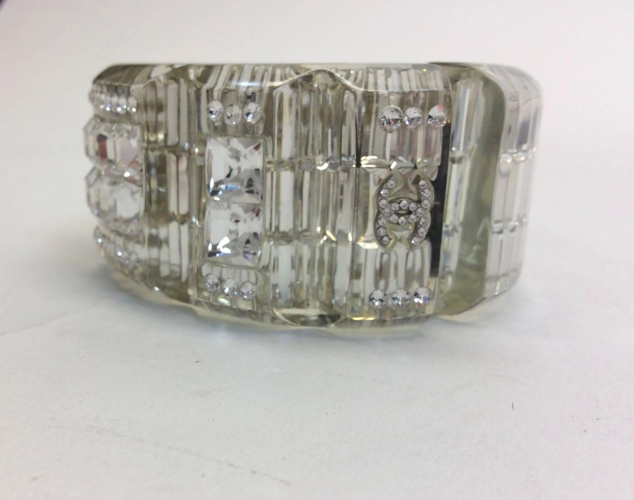 Chanel Resine/Strass Transparent Bangle  In Excellent Condition For Sale In Narberth, PA
