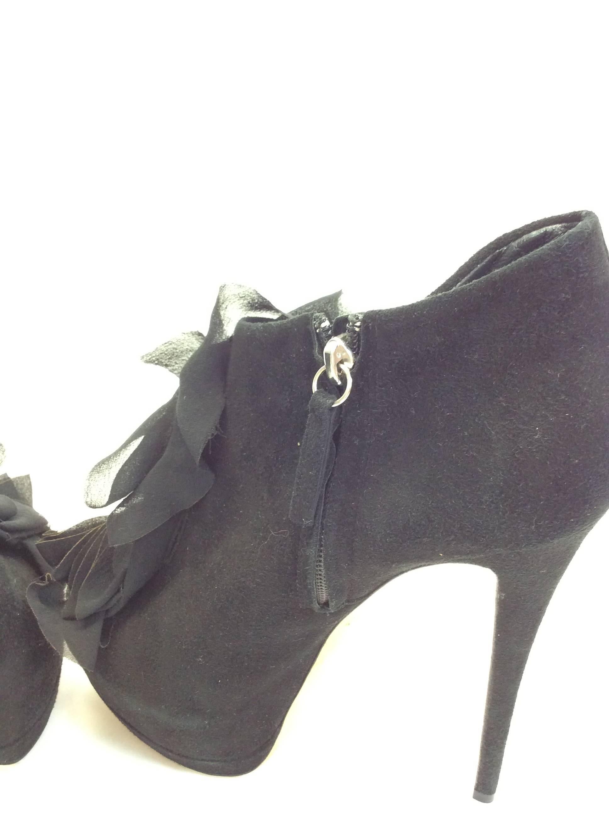 Giuseppe Zanotti Black Suede Ruffle High Heels For Sale 3