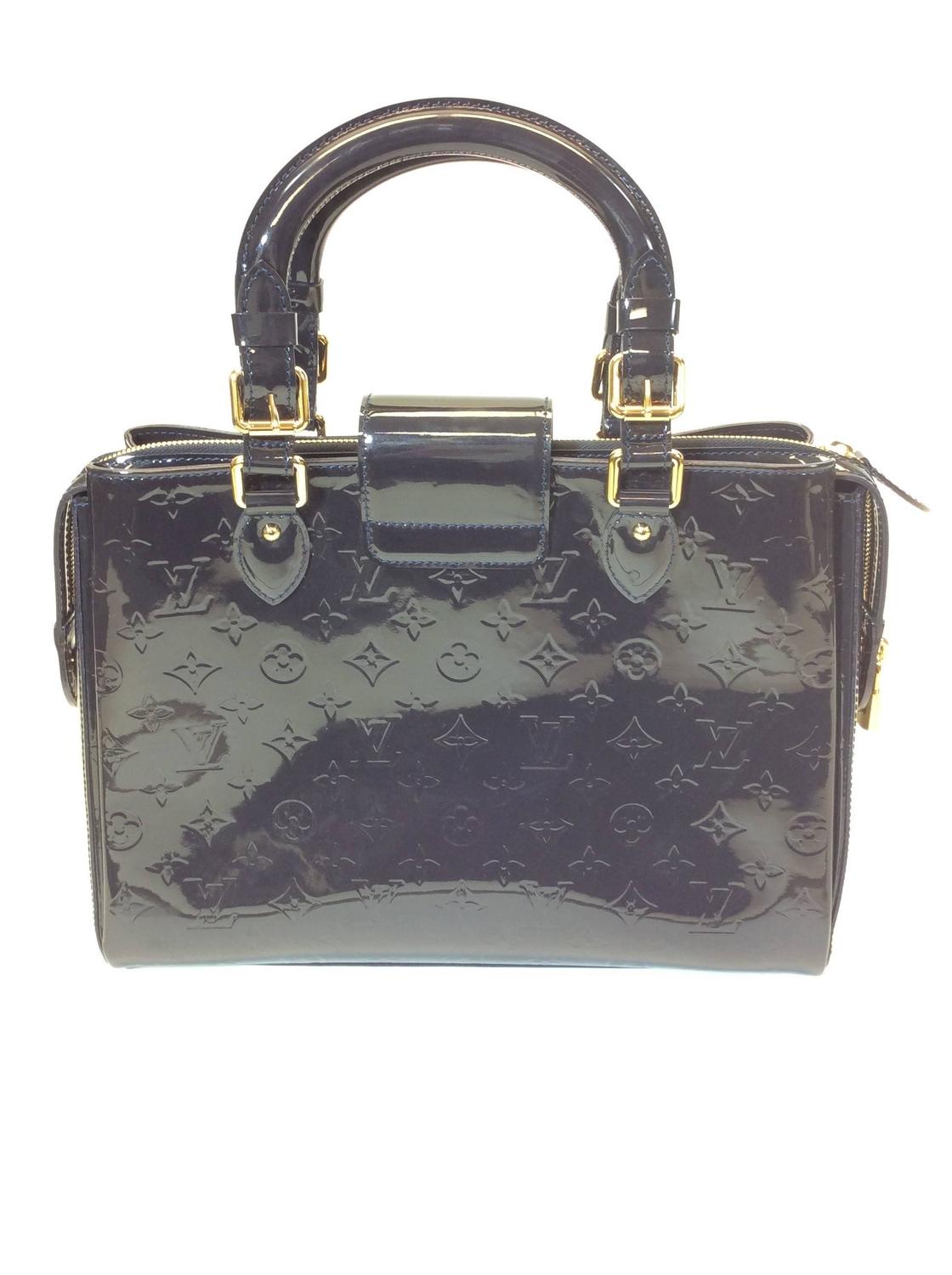 Louis Vuitton Navy Patent Leather Two Piece Monogrammed Wallet and Handbag Set at 1stdibs