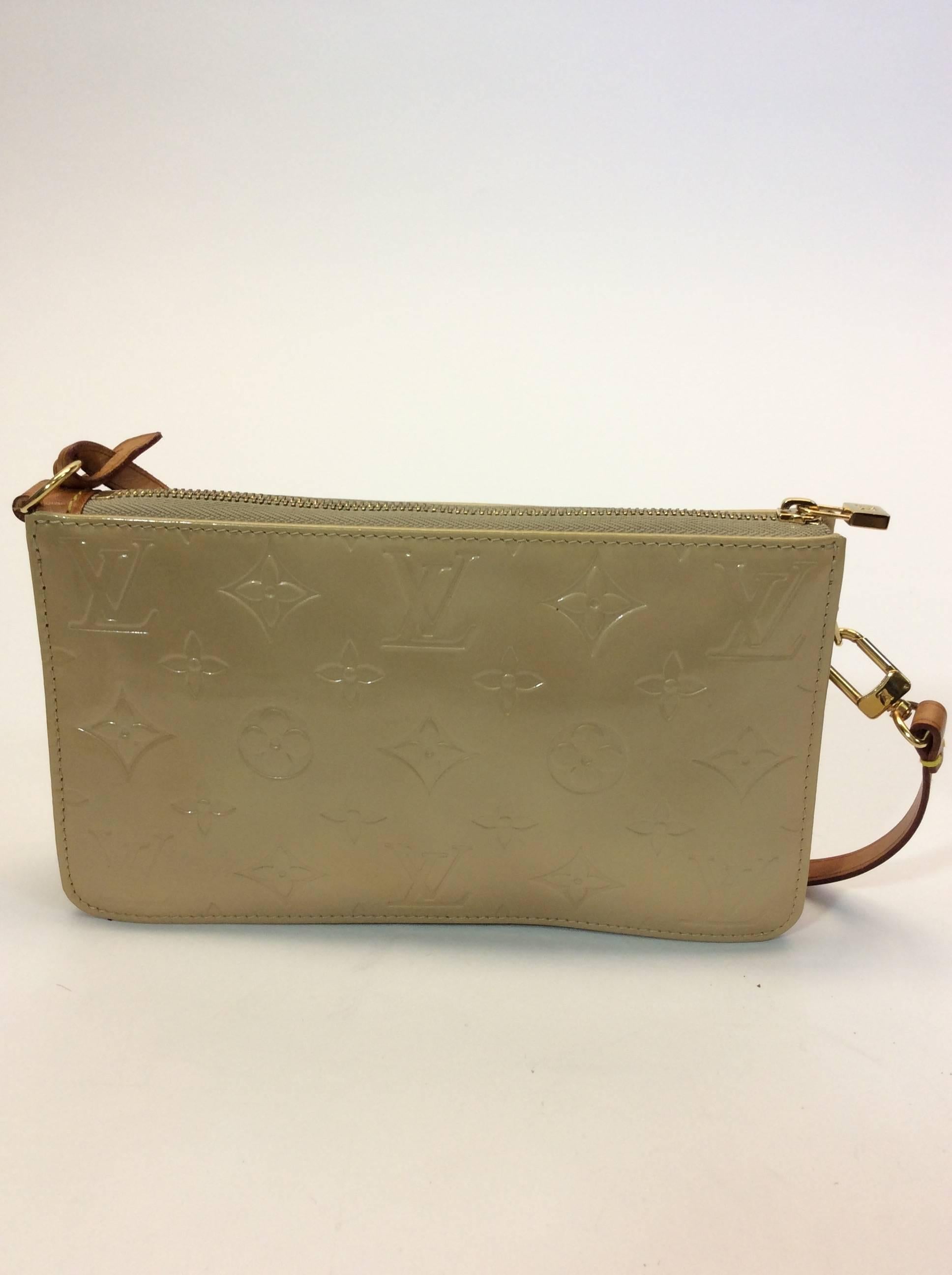 Brown Louis Vuitton Small Tan Patent Leather Monogrammed Handbag For Sale